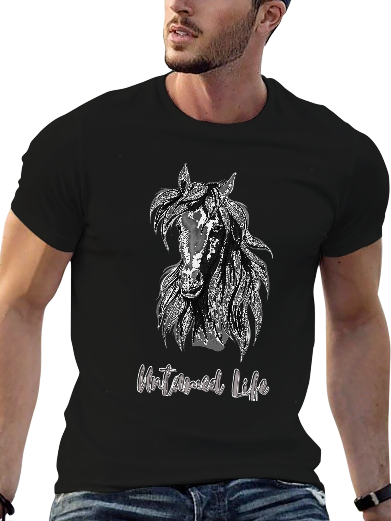 Untamed Life Horse Graphic Tee - Black