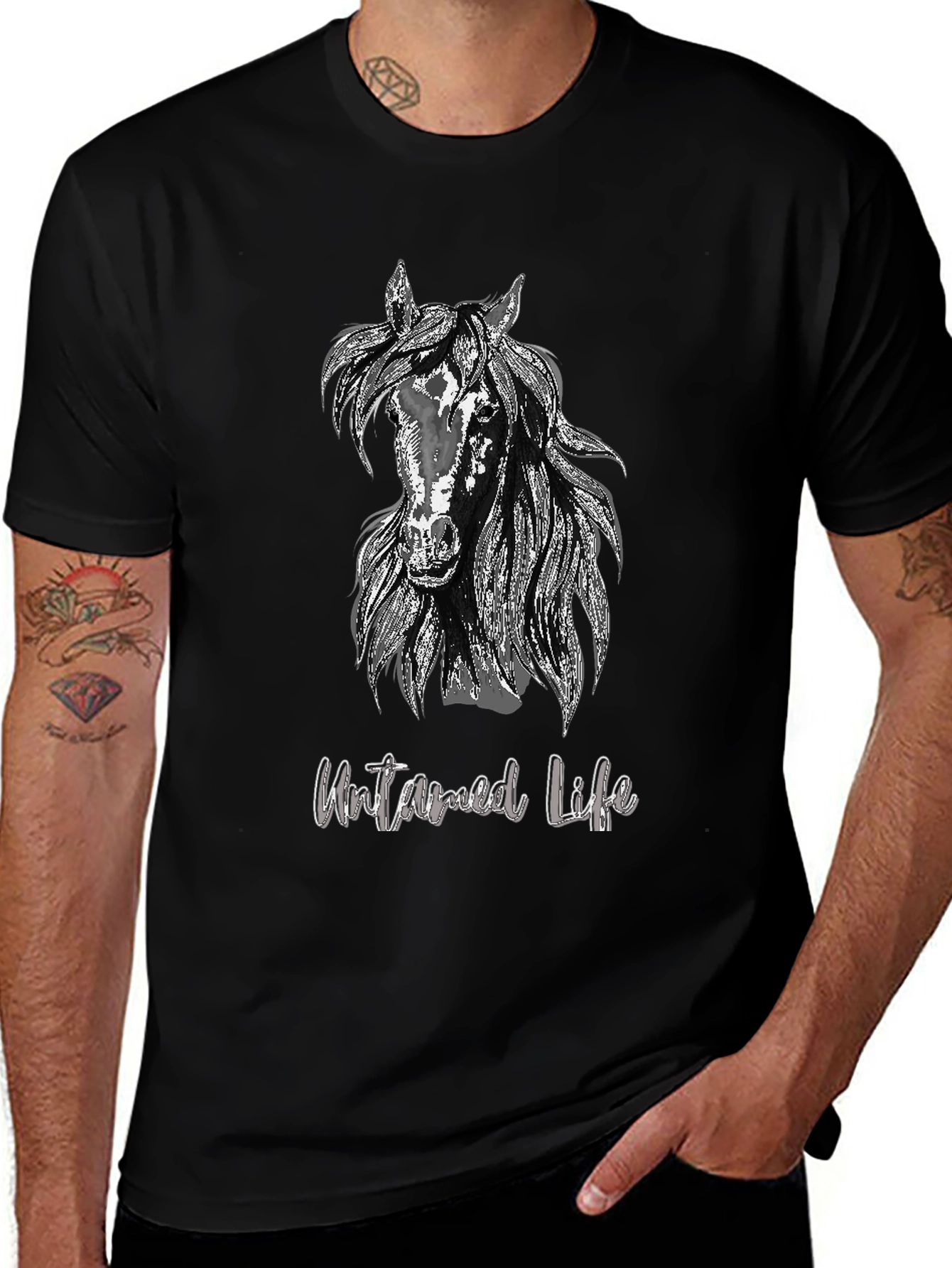 Untamed Life Horse Graphic Tee - Black