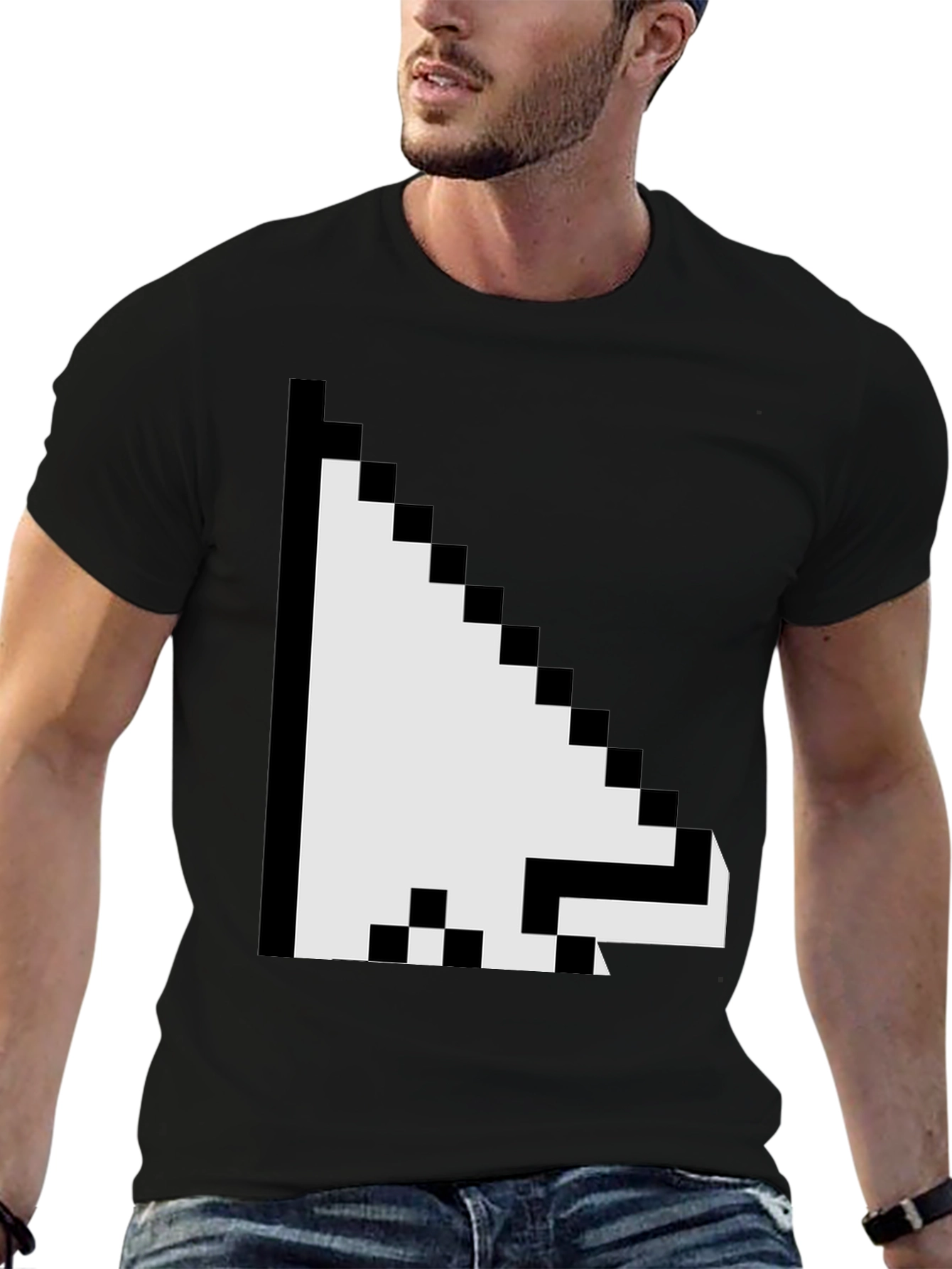 Pixel Arrow Graphic Tee - Black Casual Shirt