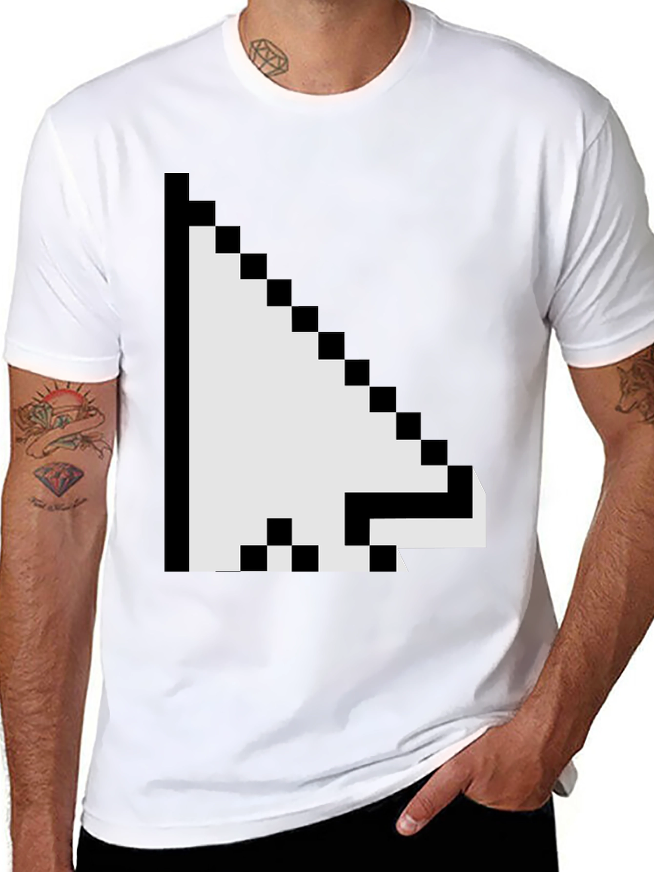 Pixel Arrow Graphic Tee - Black Casual Shirt