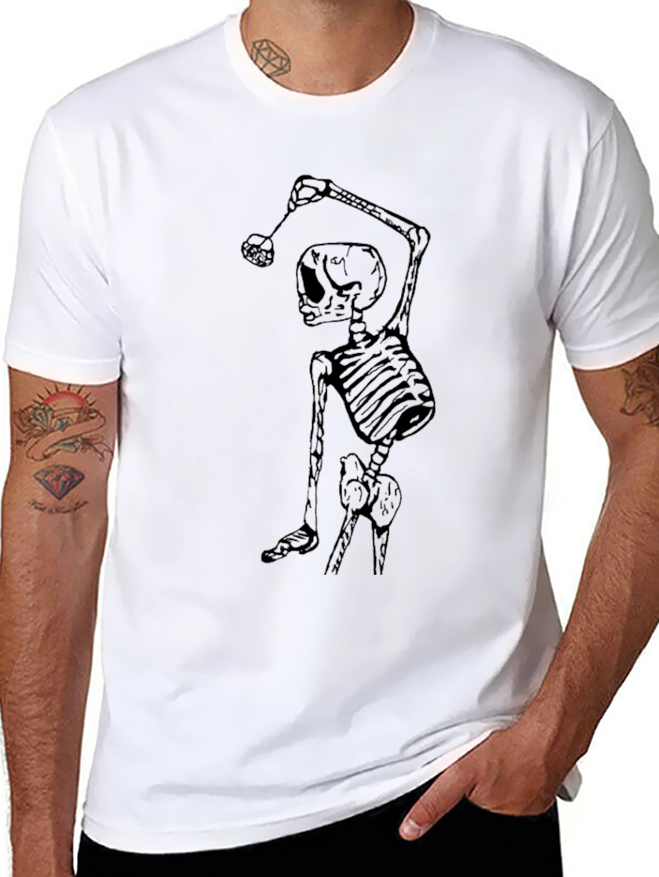 Skeleton Golfer Black T-Shirt