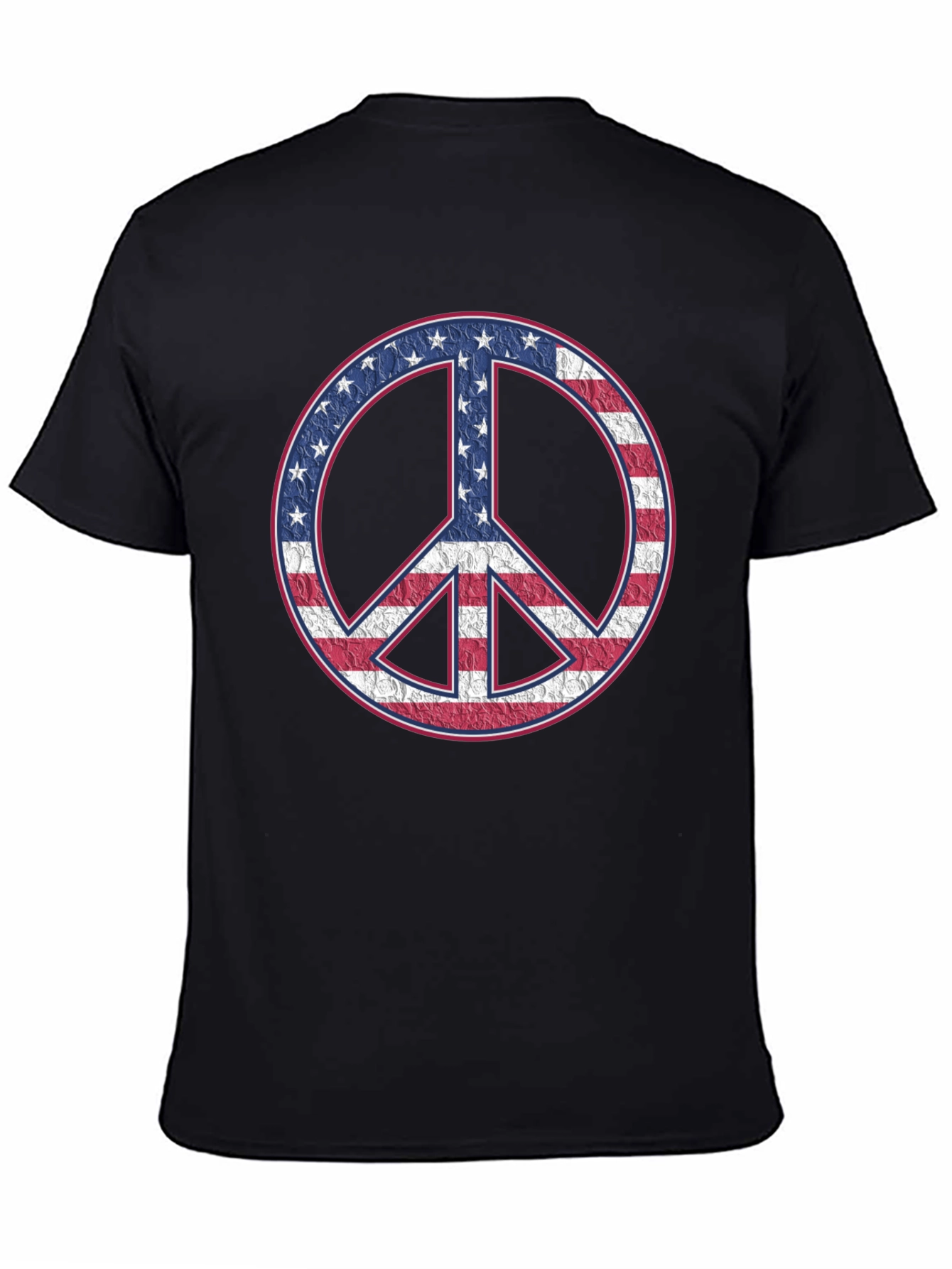American Flag Peace Sign Black T-Shirt