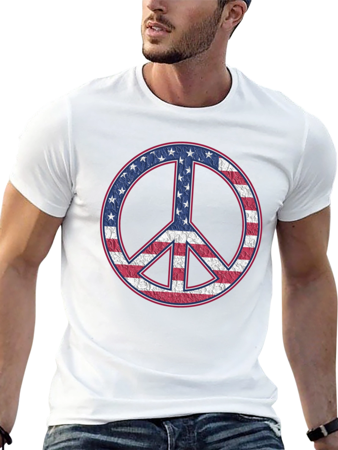 American Flag Peace Sign Black T-Shirt