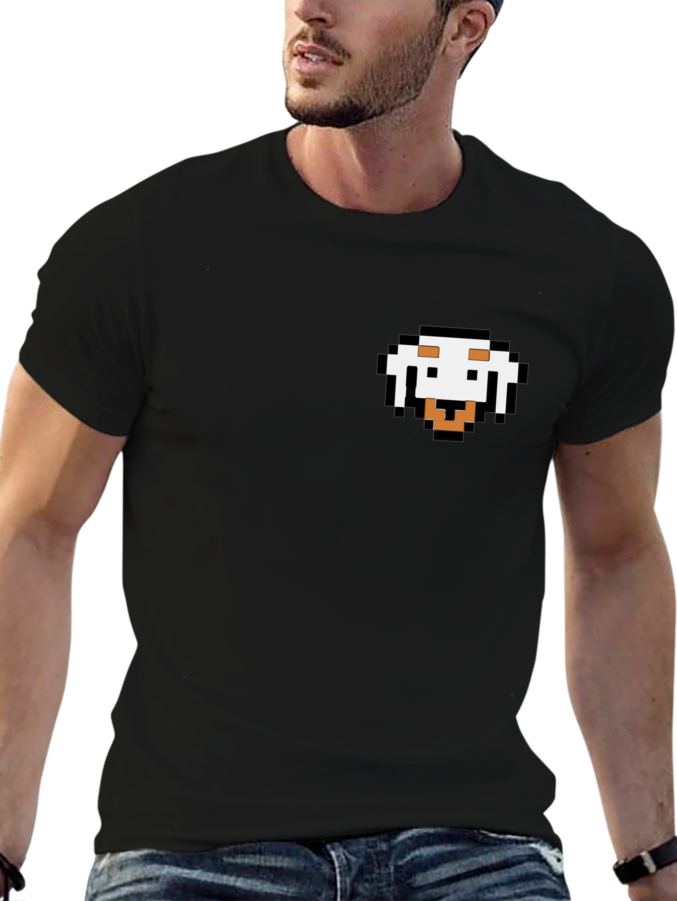 Pixel Dog Graphic Black T-Shirt