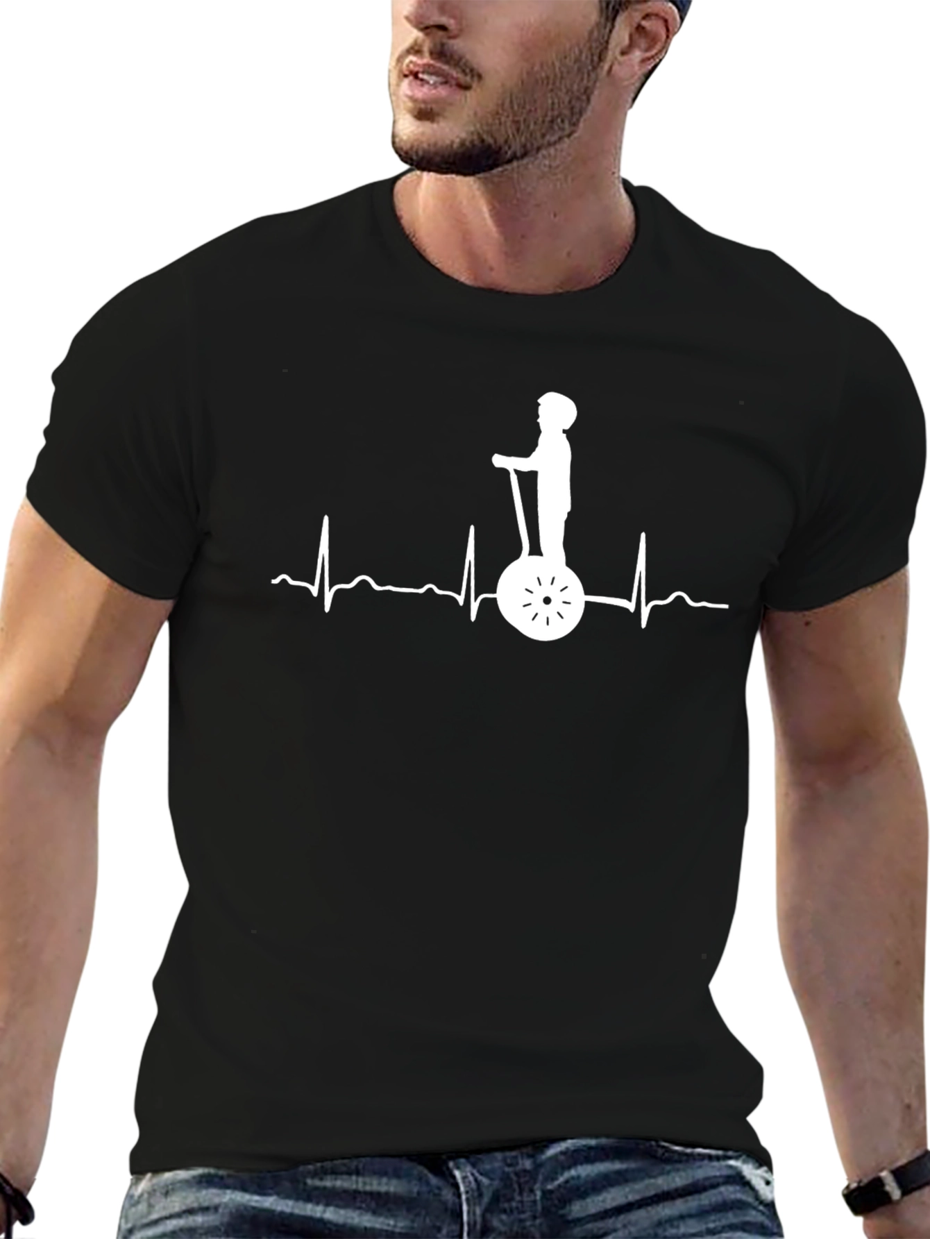 Black Segway Heartbeat Graphic T-Shirt