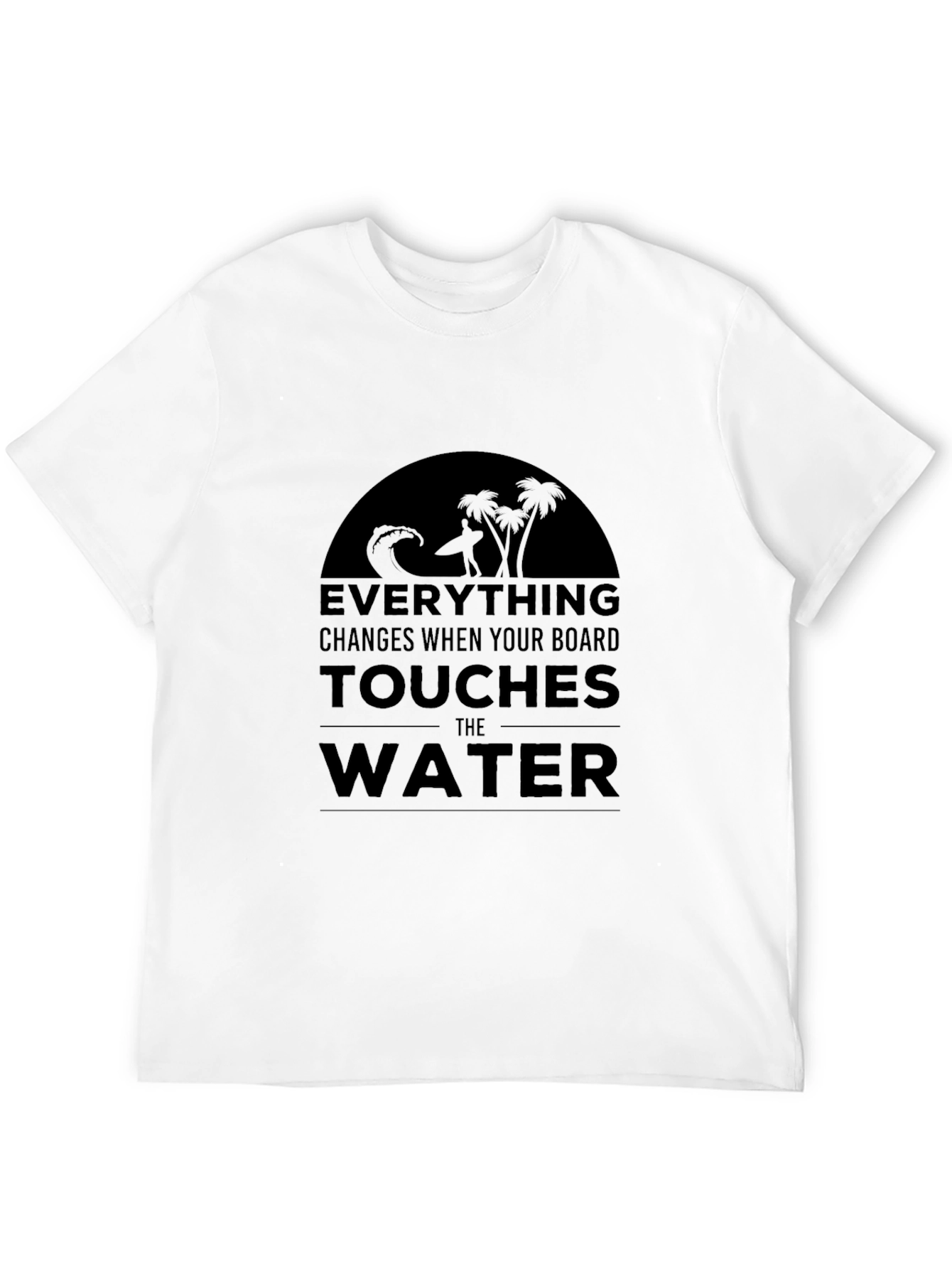 Surfboard Wave Graphic Tee - Black Cotton Shirt
