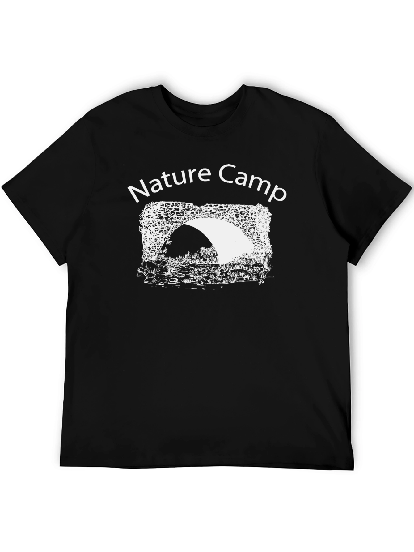 Nature Camp Graphic Tee - Black Cotton T-Shirt