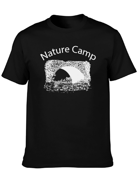 Nature Camp Graphic Tee - Black Cotton T-Shirt