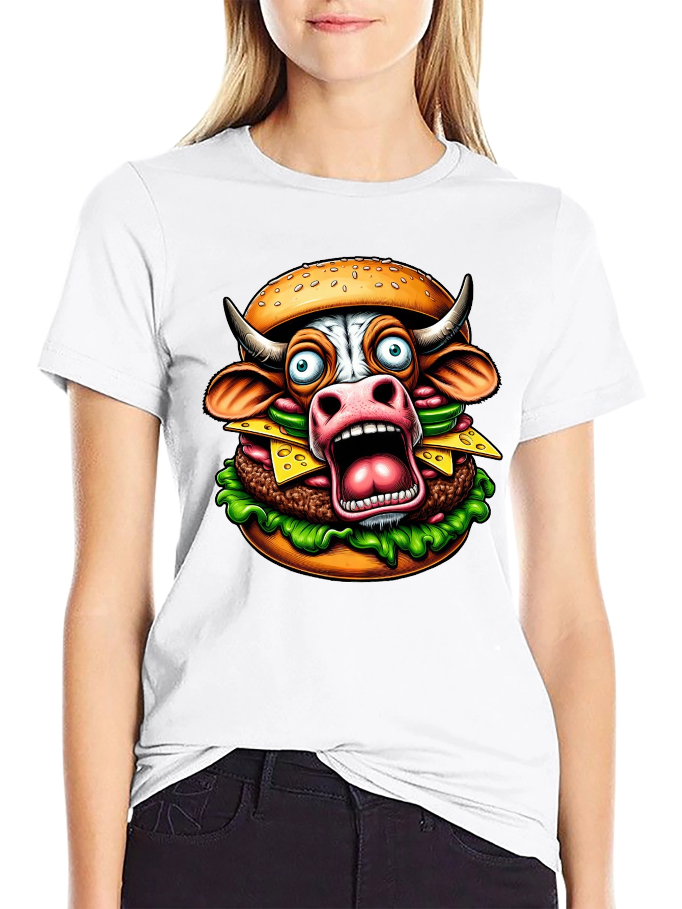 Cow Burger Graphic Tee - Funny Foodie T-Shirt