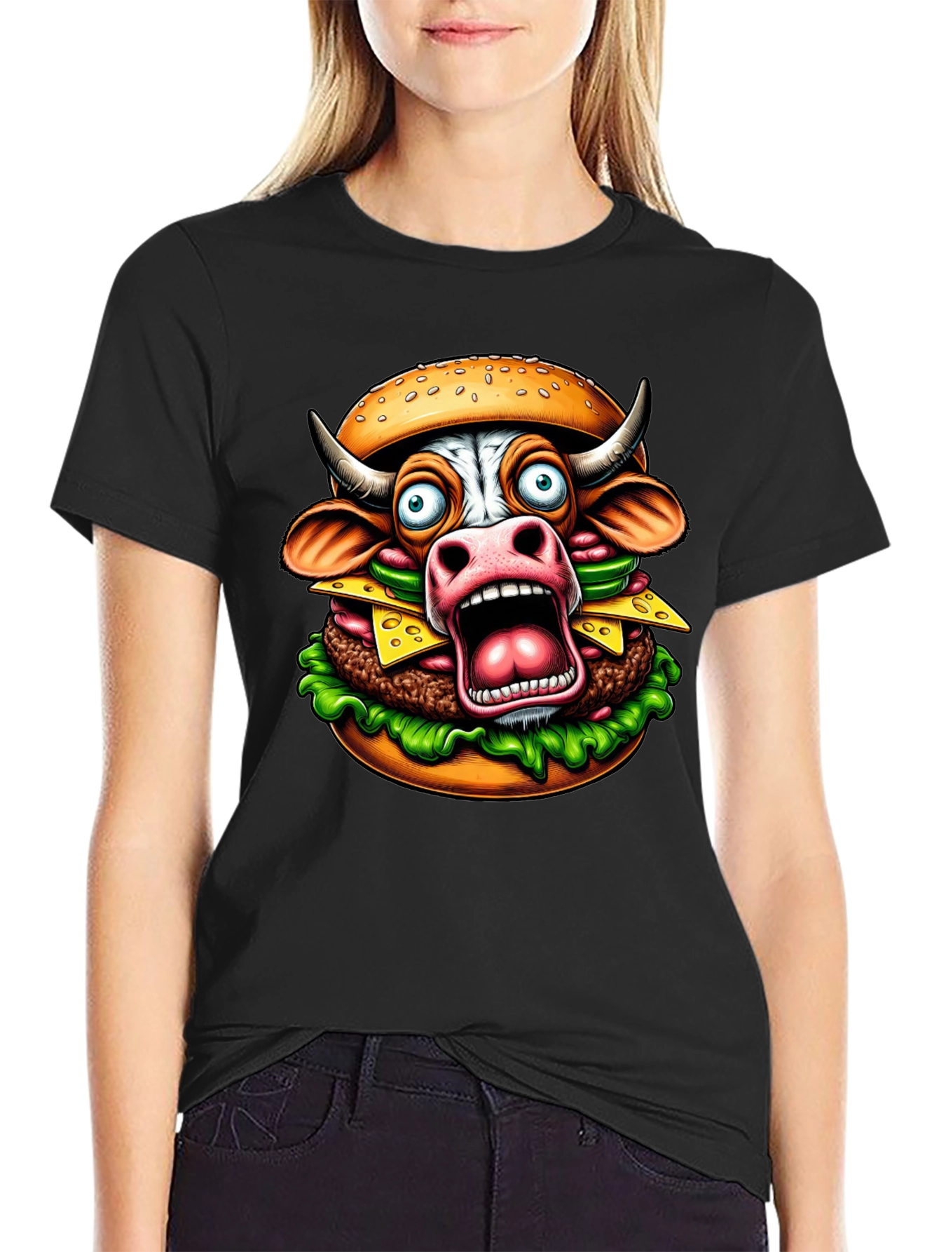 Cow Burger Graphic Tee - Funny Foodie T-Shirt