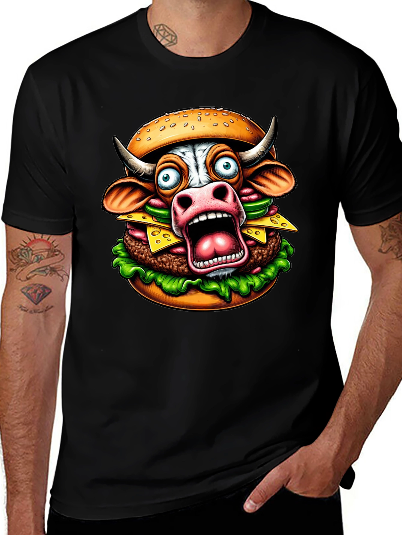 Cow Burger Graphic Tee - Funny Foodie T-Shirt