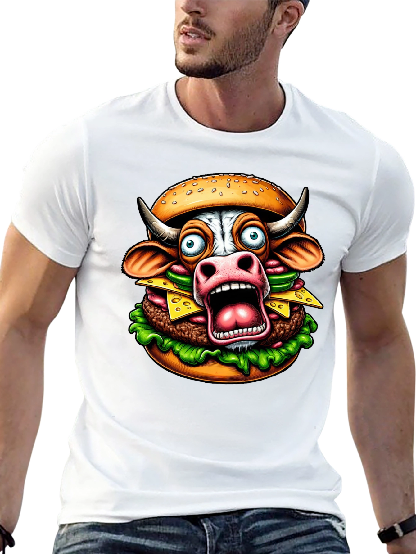 Cow Burger Graphic Tee - Funny Foodie T-Shirt