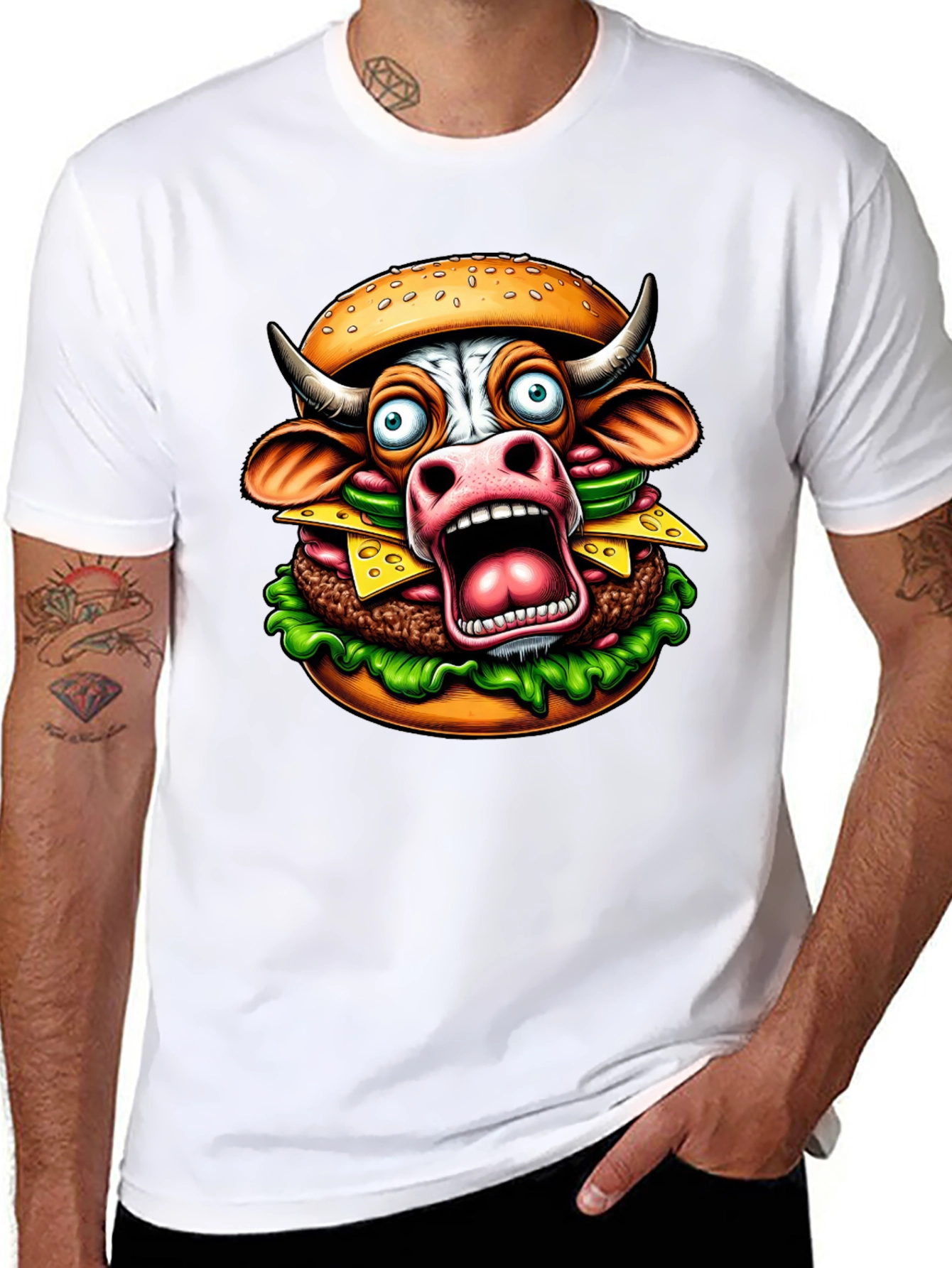 Cow Burger Graphic Tee - Funny Foodie T-Shirt