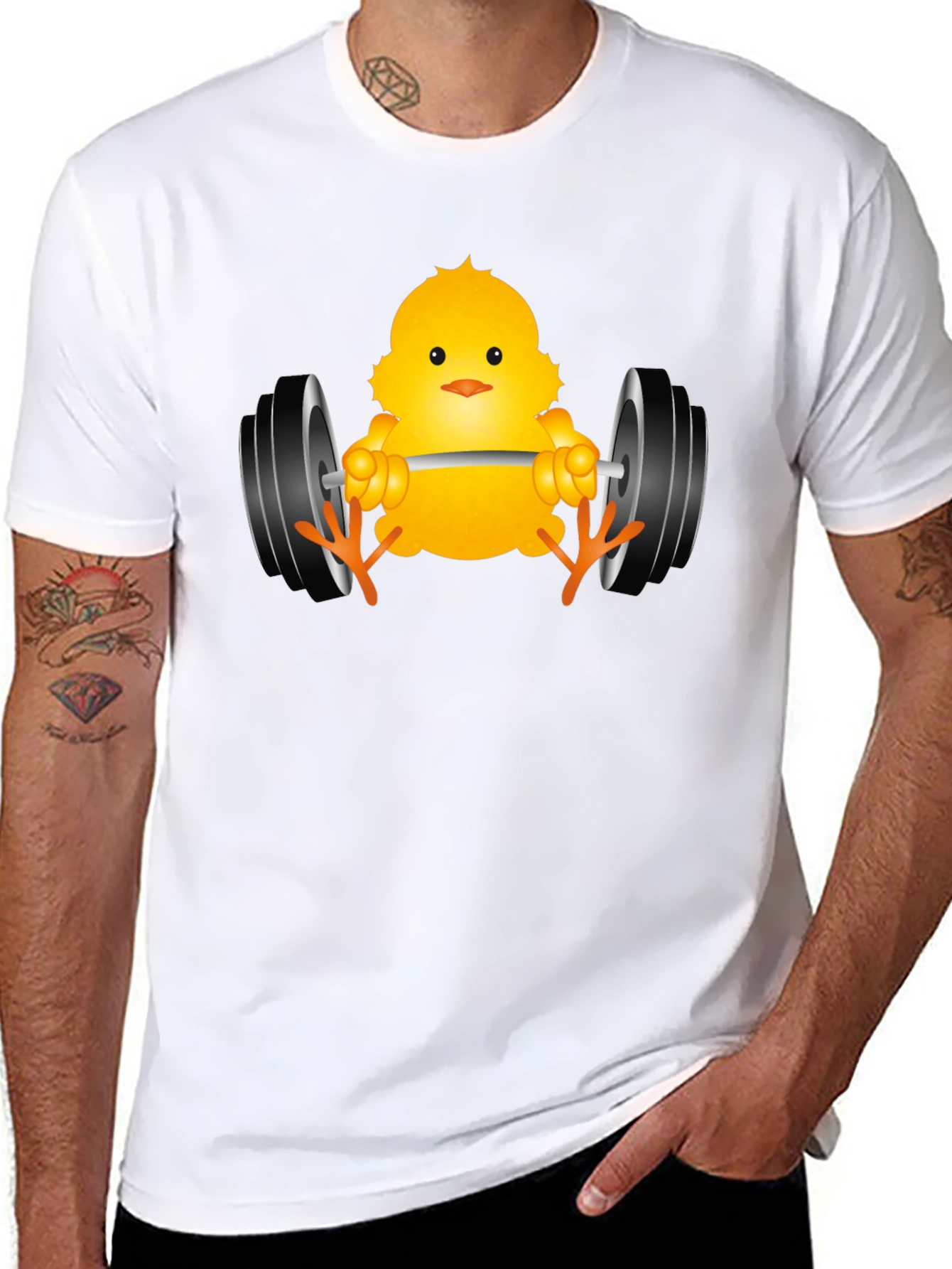 Funny Chick Lifting Weights Black T-Shirt