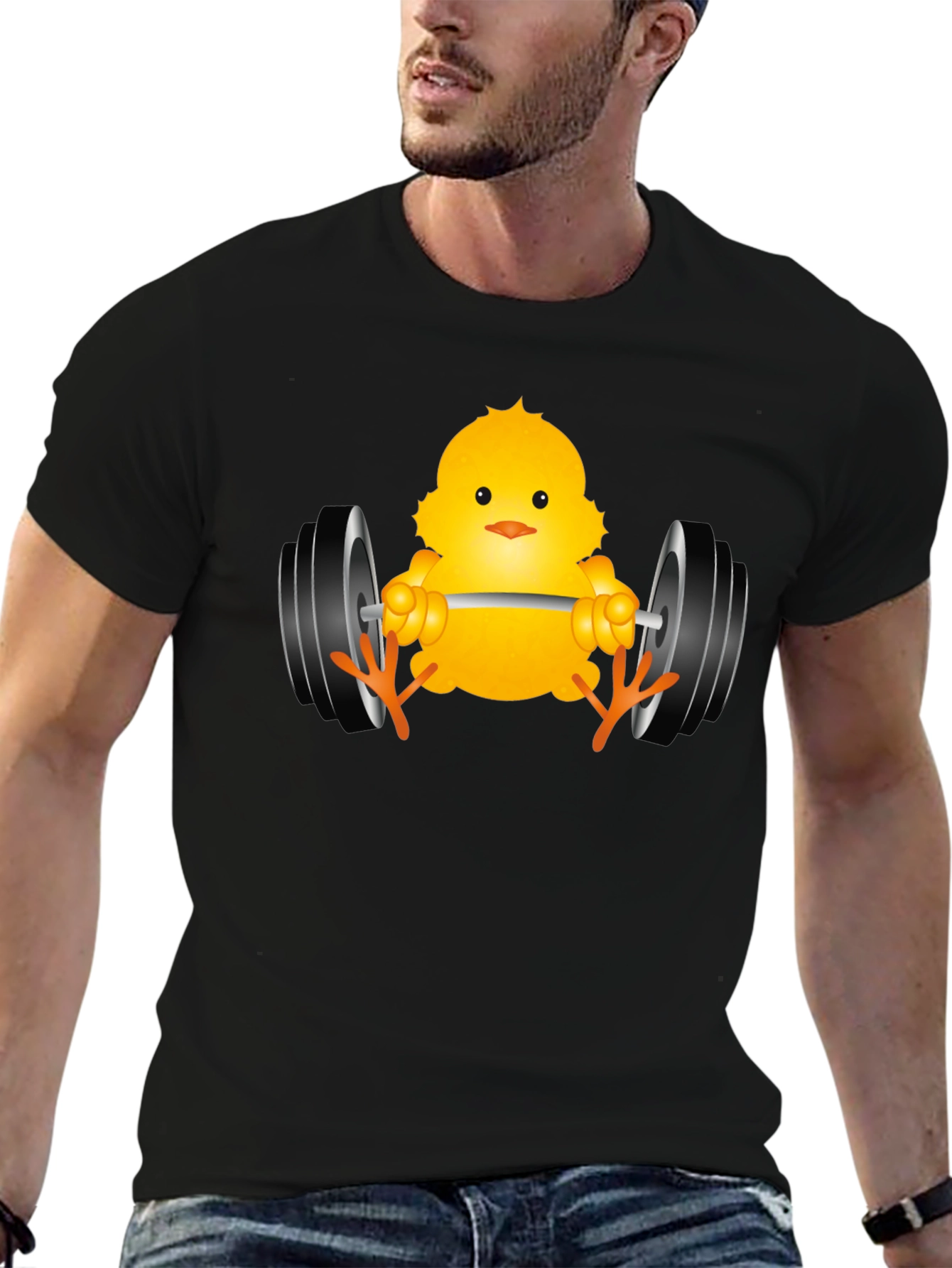 Funny Chick Lifting Weights Black T-Shirt