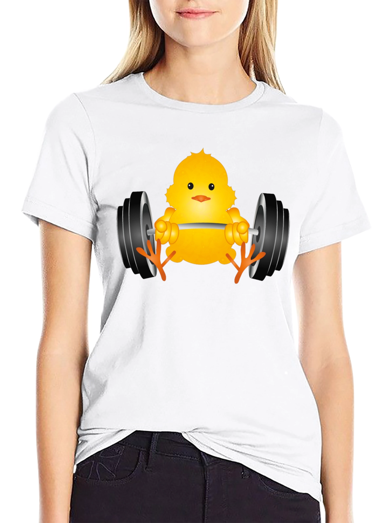 Funny Chick Lifting Weights Black T-Shirt
