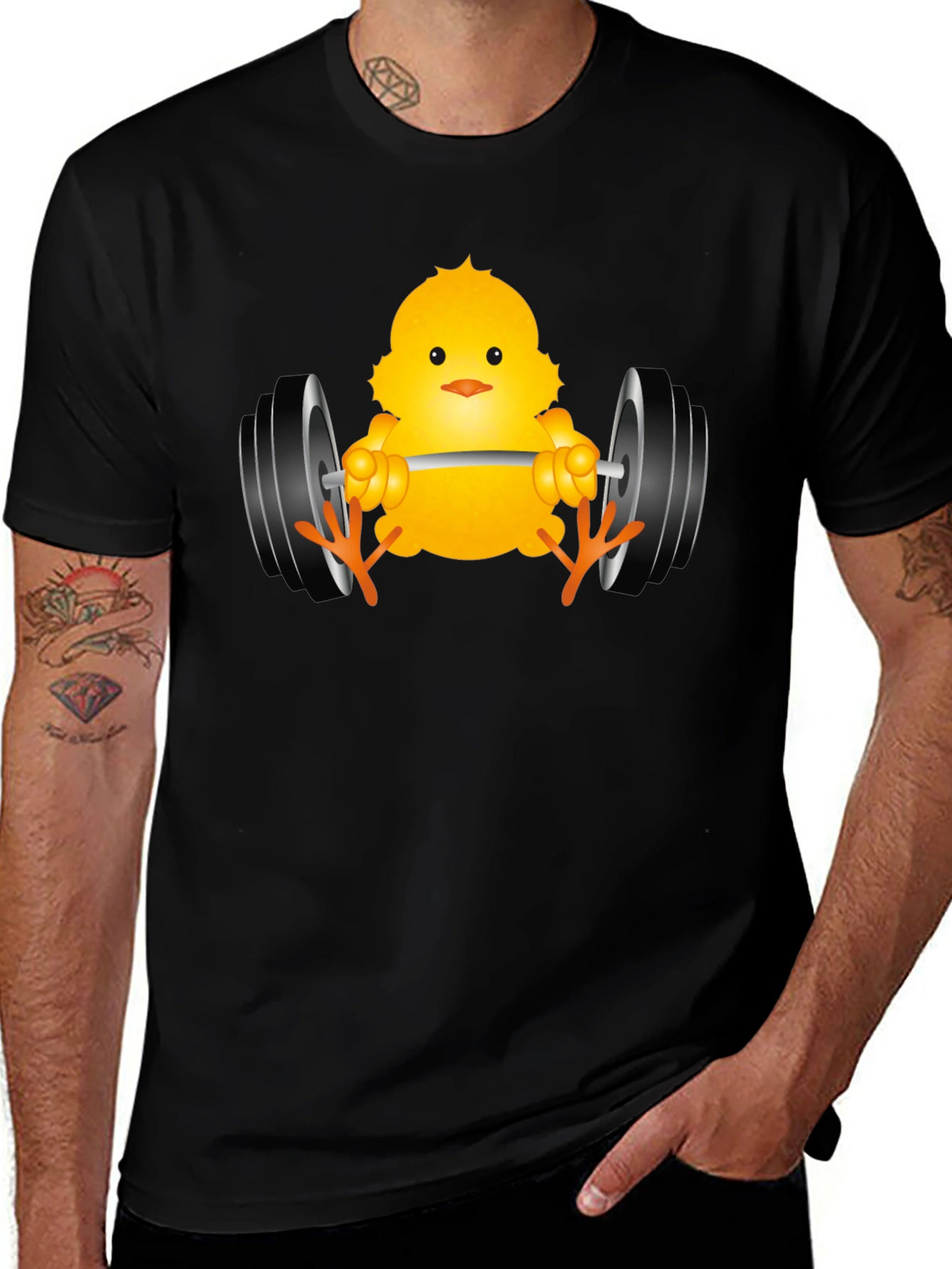 Funny Chick Lifting Weights Black T-Shirt