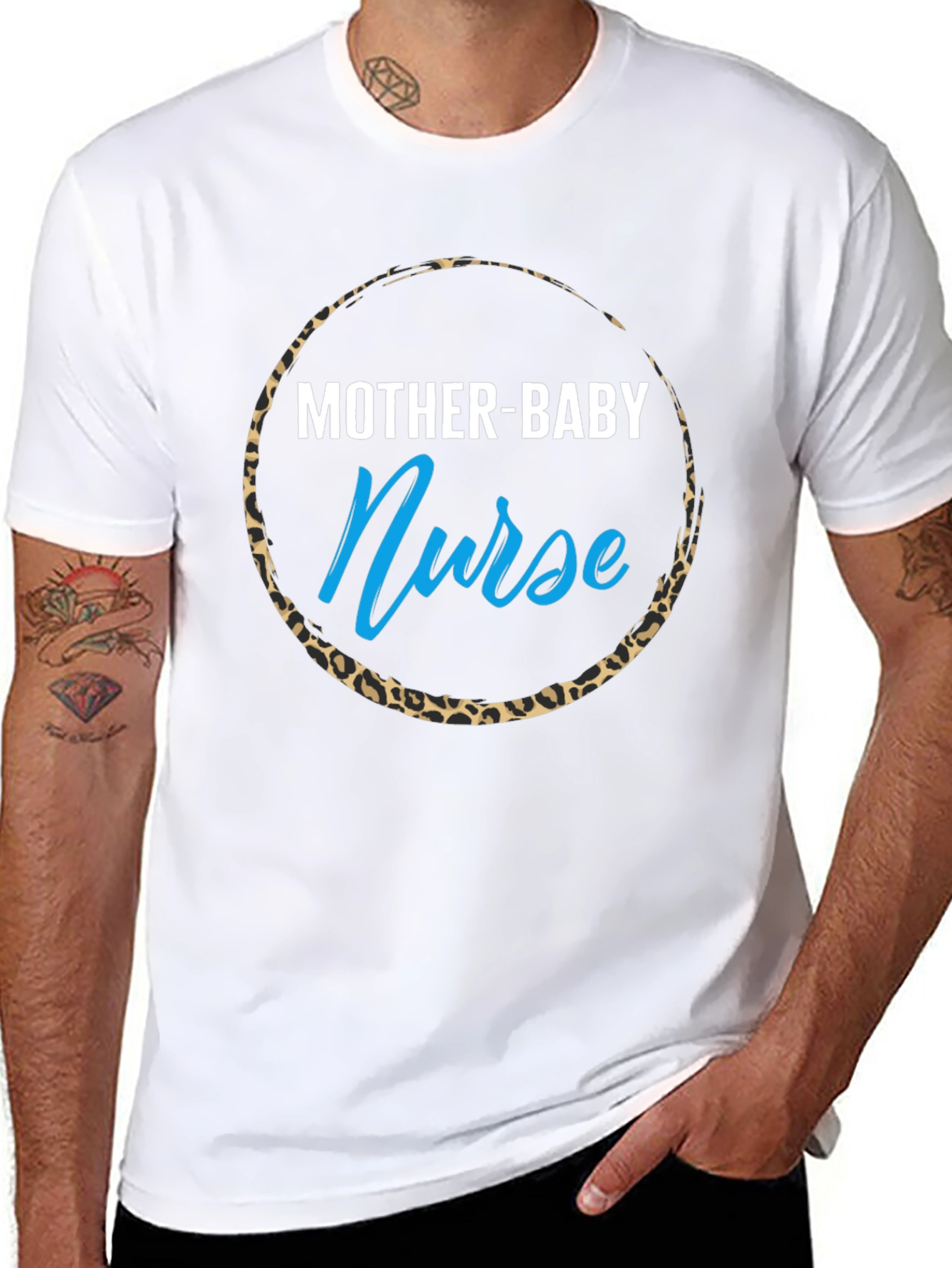 Mother-Baby Nurse Leopard Print T-Shirt