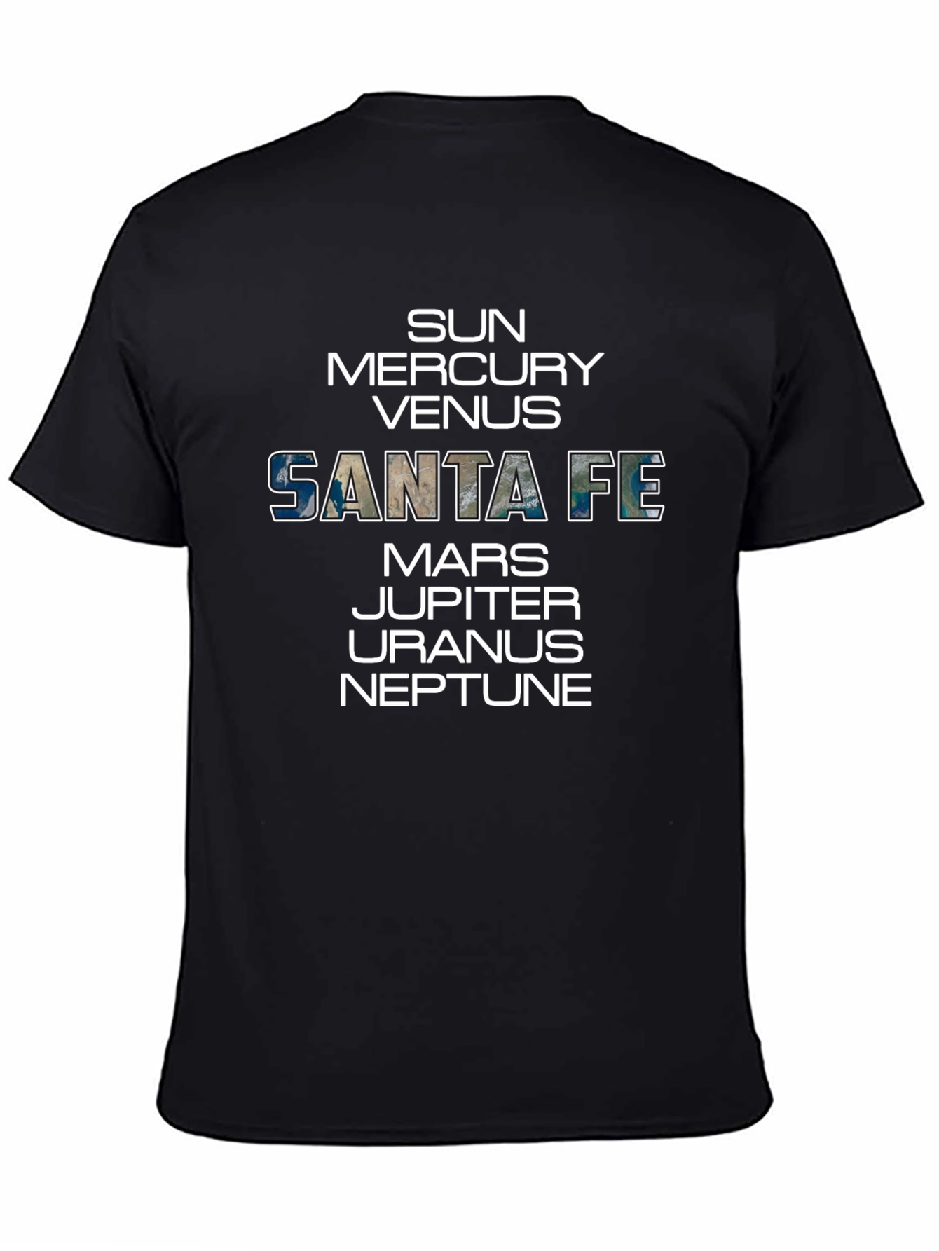 Santa Fe Planets Graphic Tee - Black Cotton T-Shirt