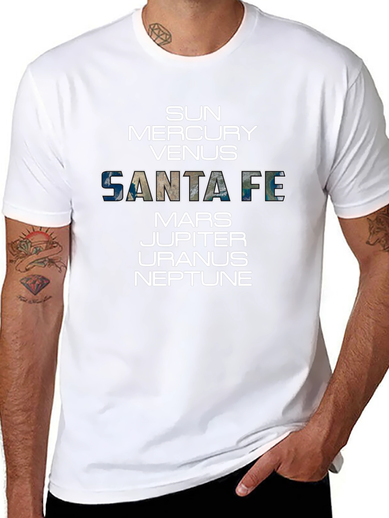 Santa Fe Planets Graphic Tee - Black Cotton T-Shirt