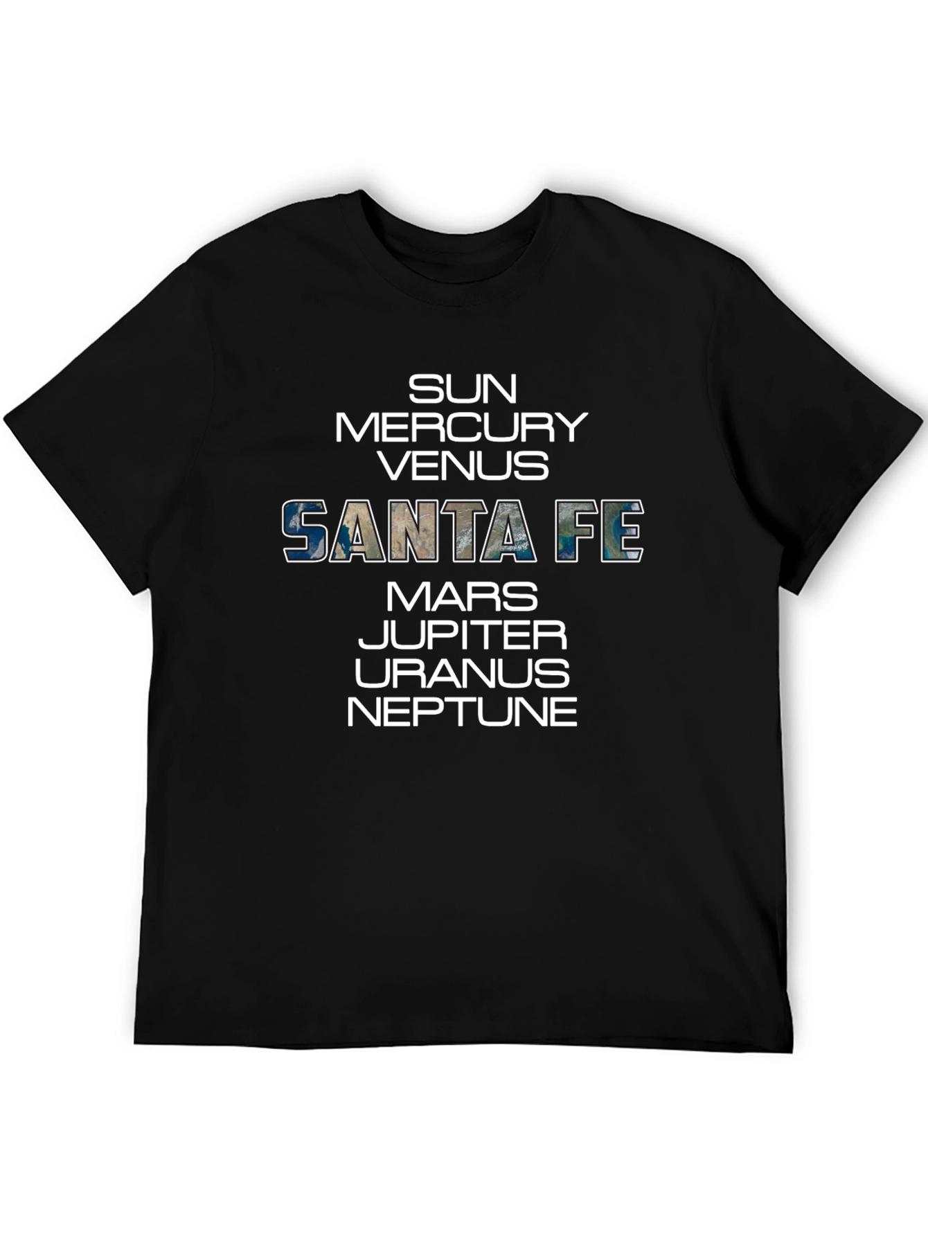 Santa Fe Planets Graphic Tee - Black Cotton T-Shirt