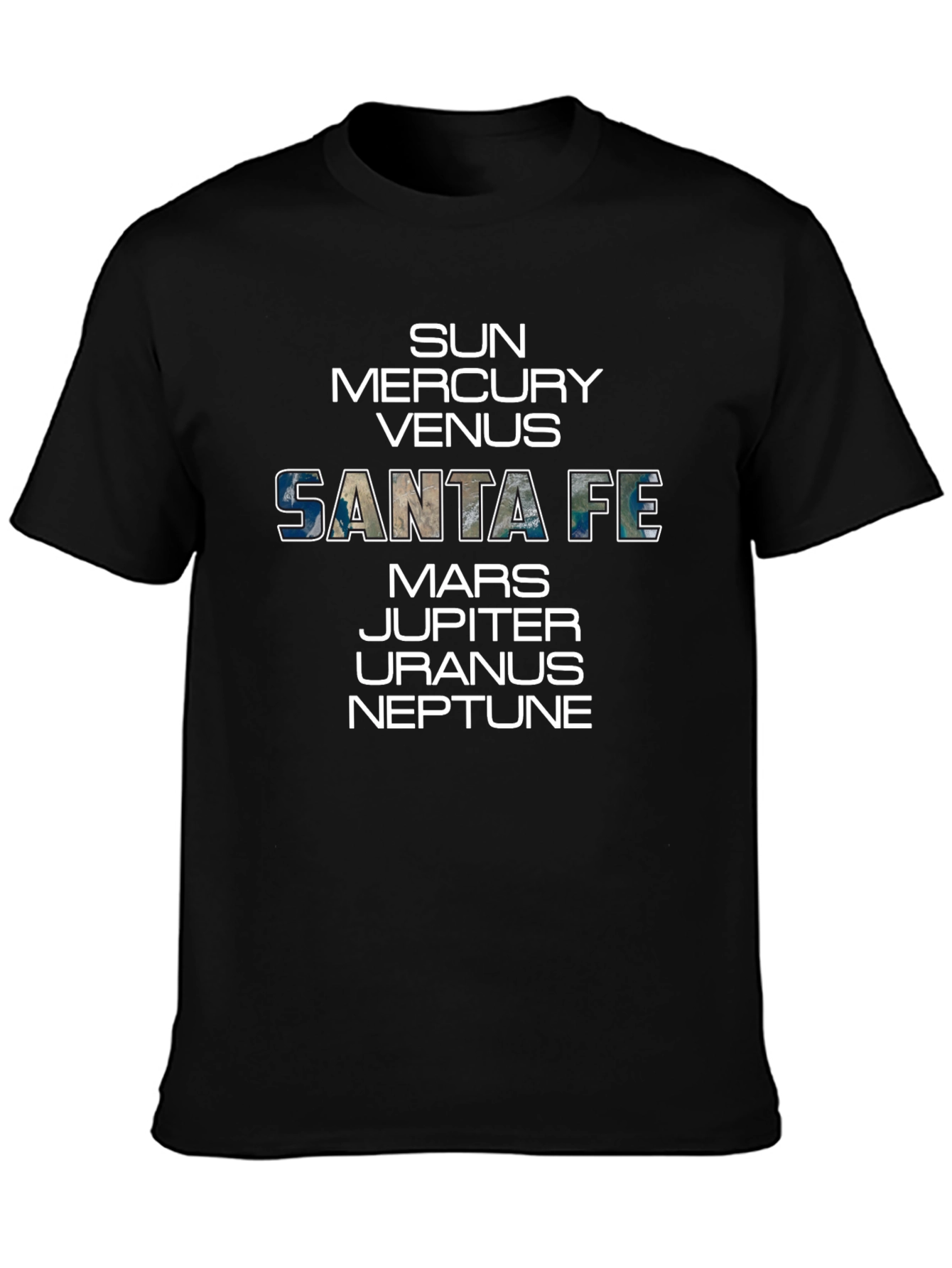 Santa Fe Planets Graphic Tee - Black Cotton T-Shirt