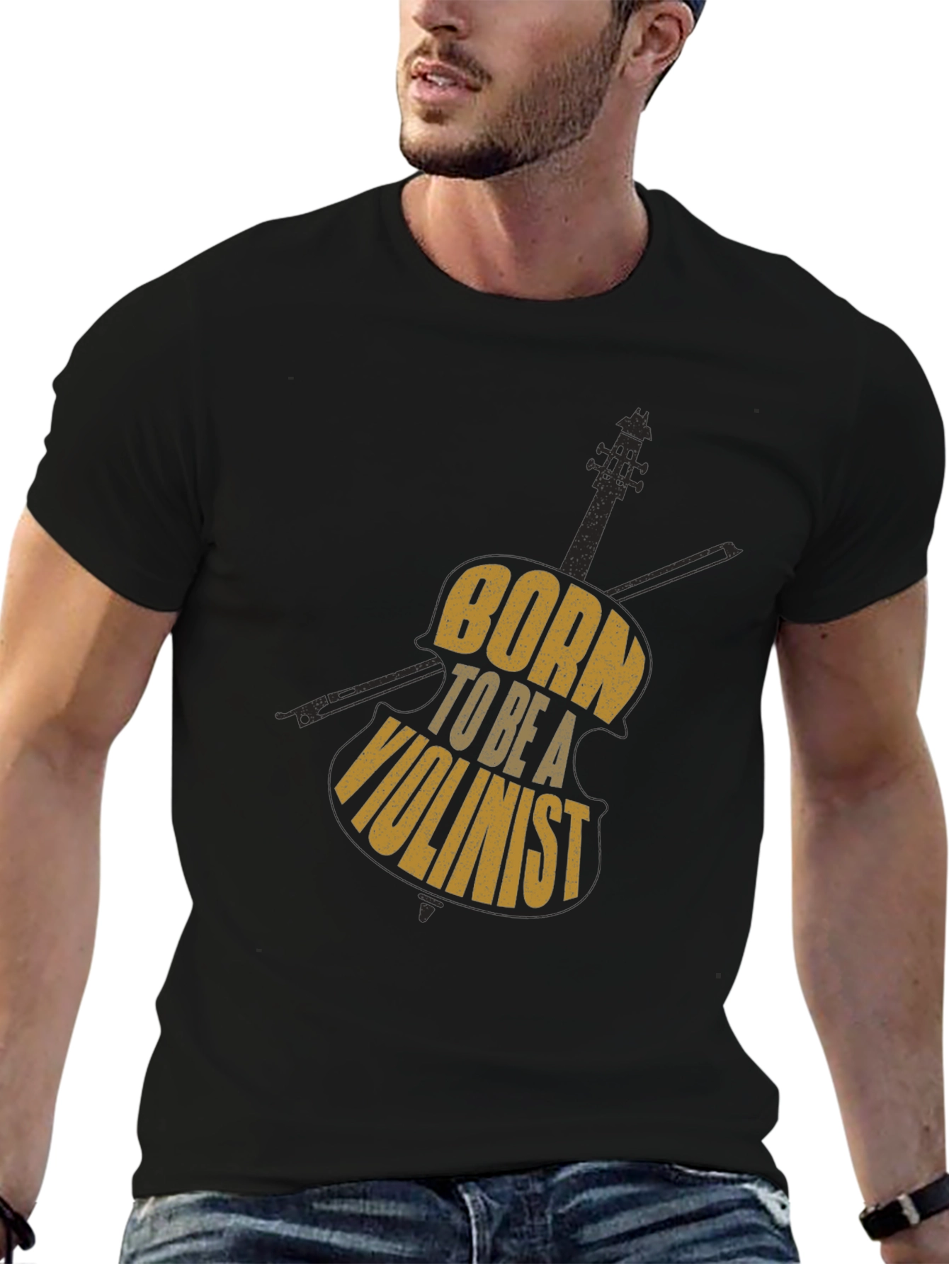 Born to Be a Violinist Black Graphic Tee