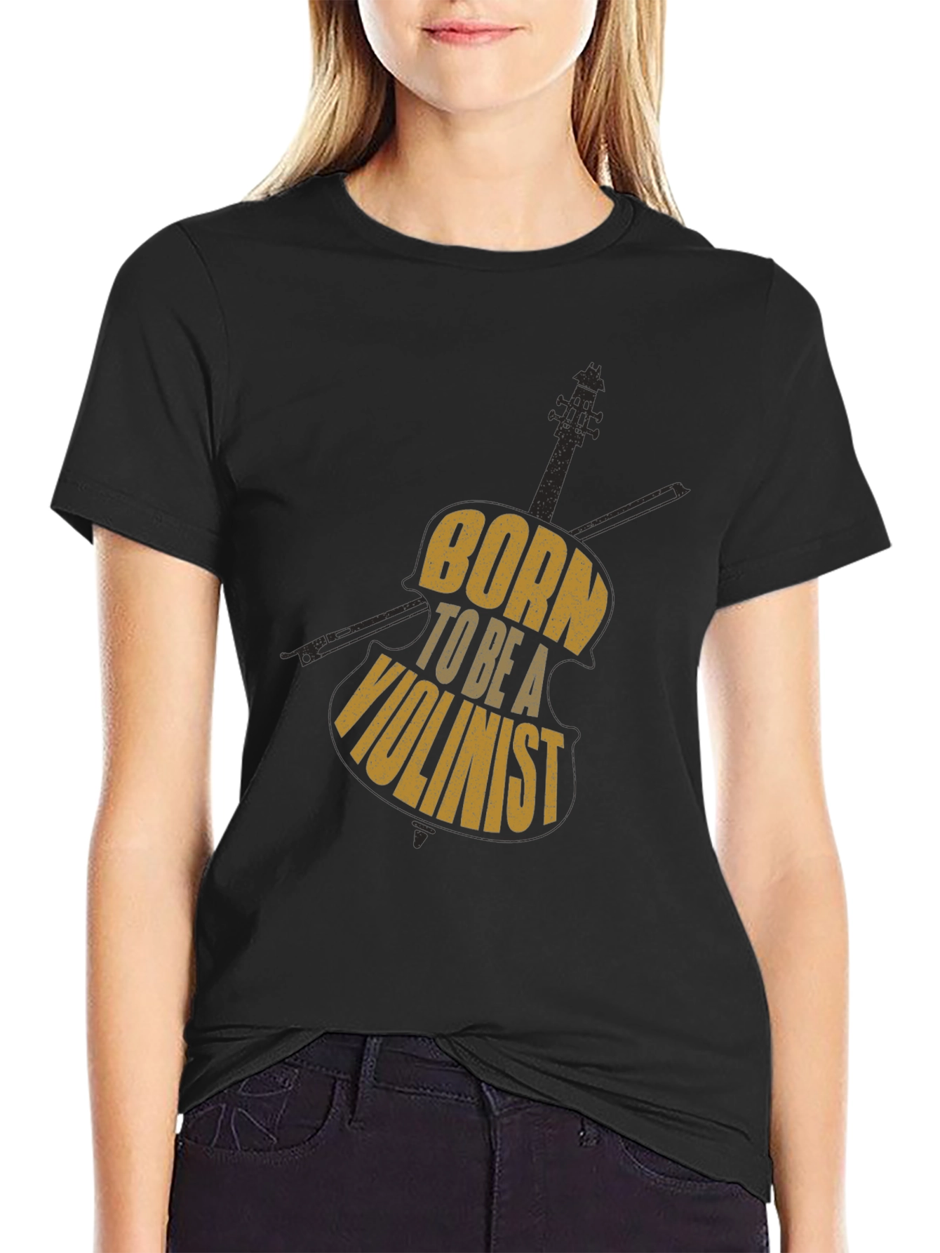 Born to Be a Violinist Black Graphic Tee