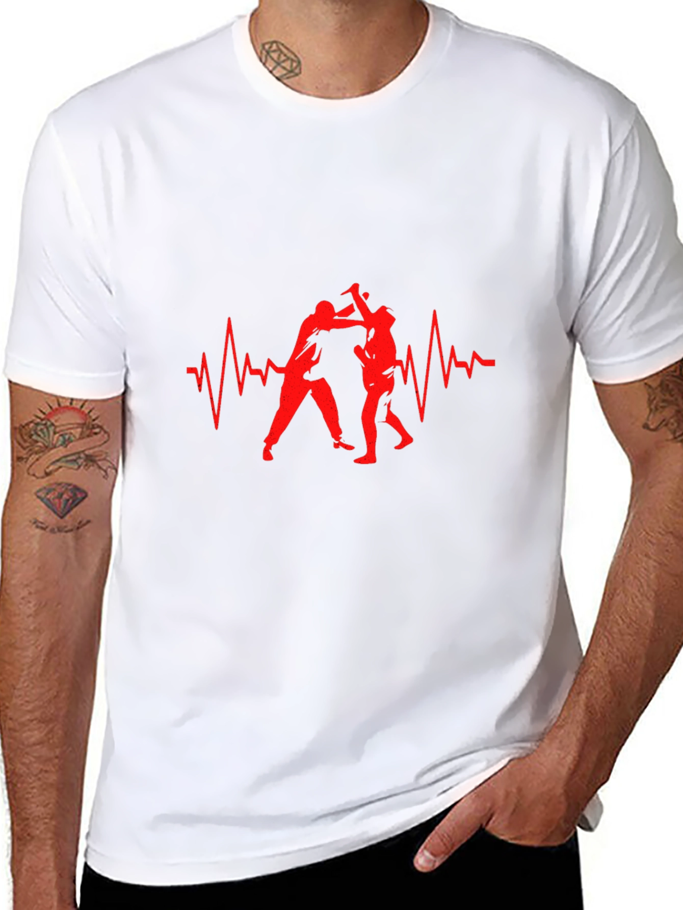 Martial Arts Heartbeat Graphic Tee - Black