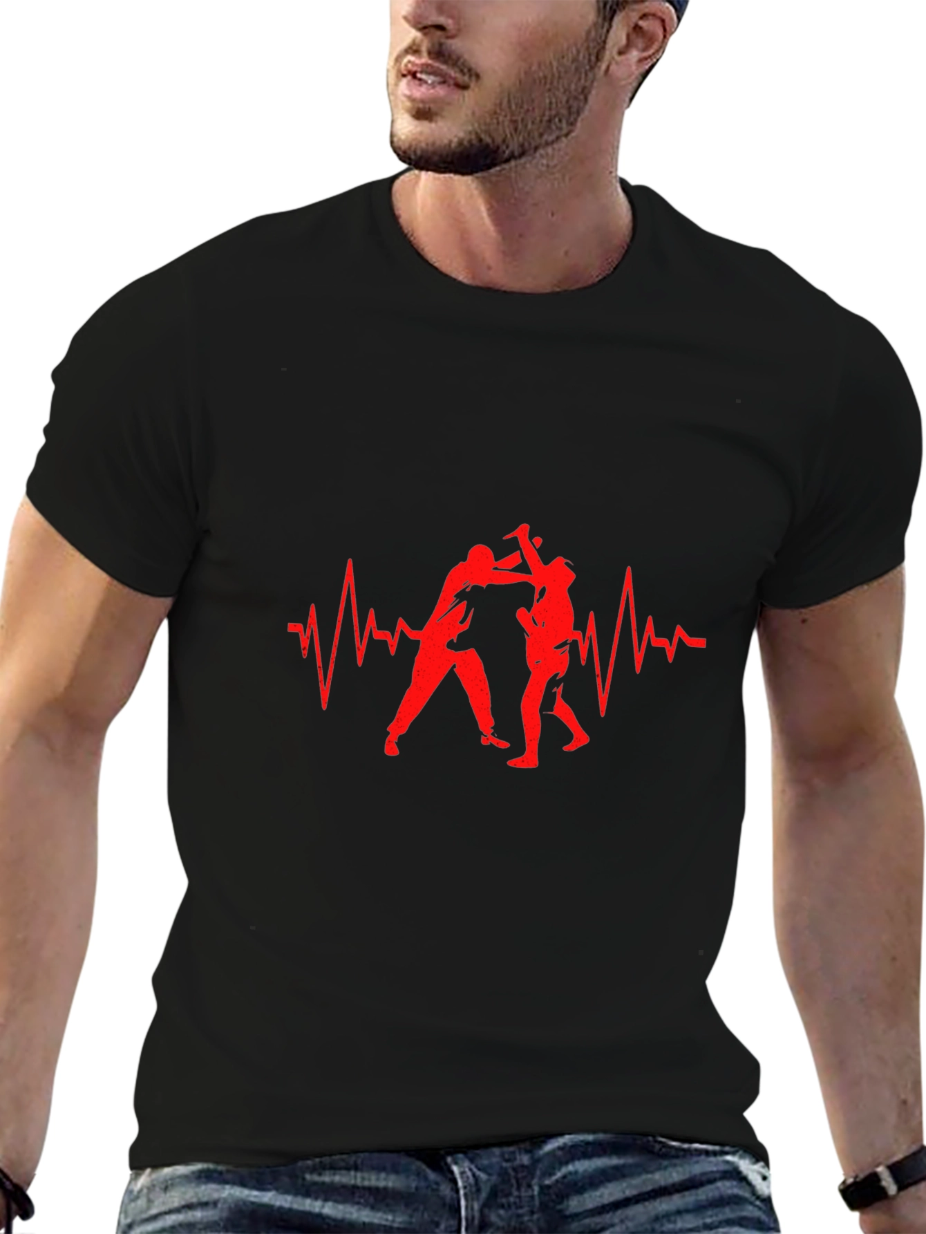 Martial Arts Heartbeat Graphic Tee - Black