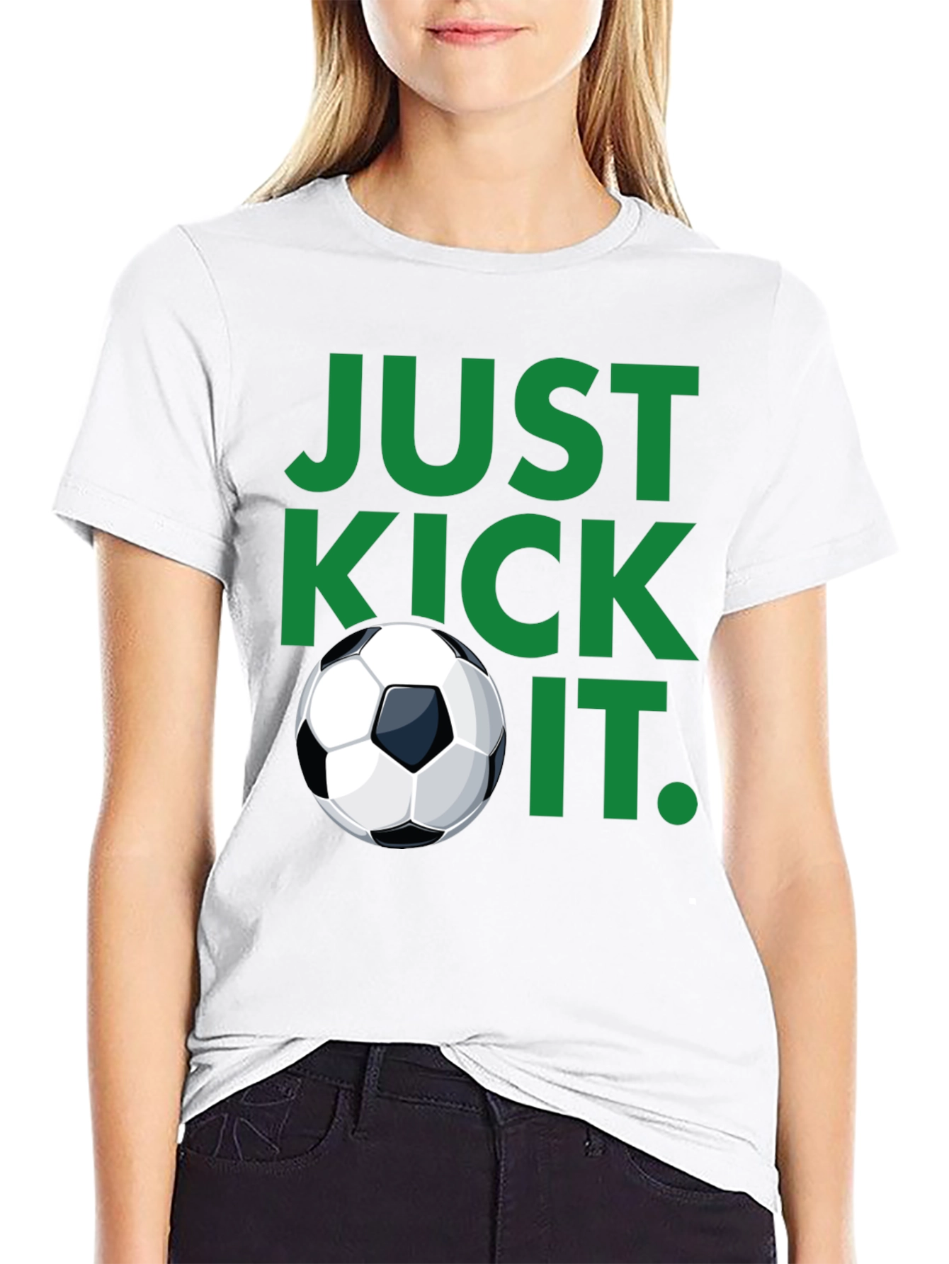 Just Kick It Black Soccer T-Shirt
