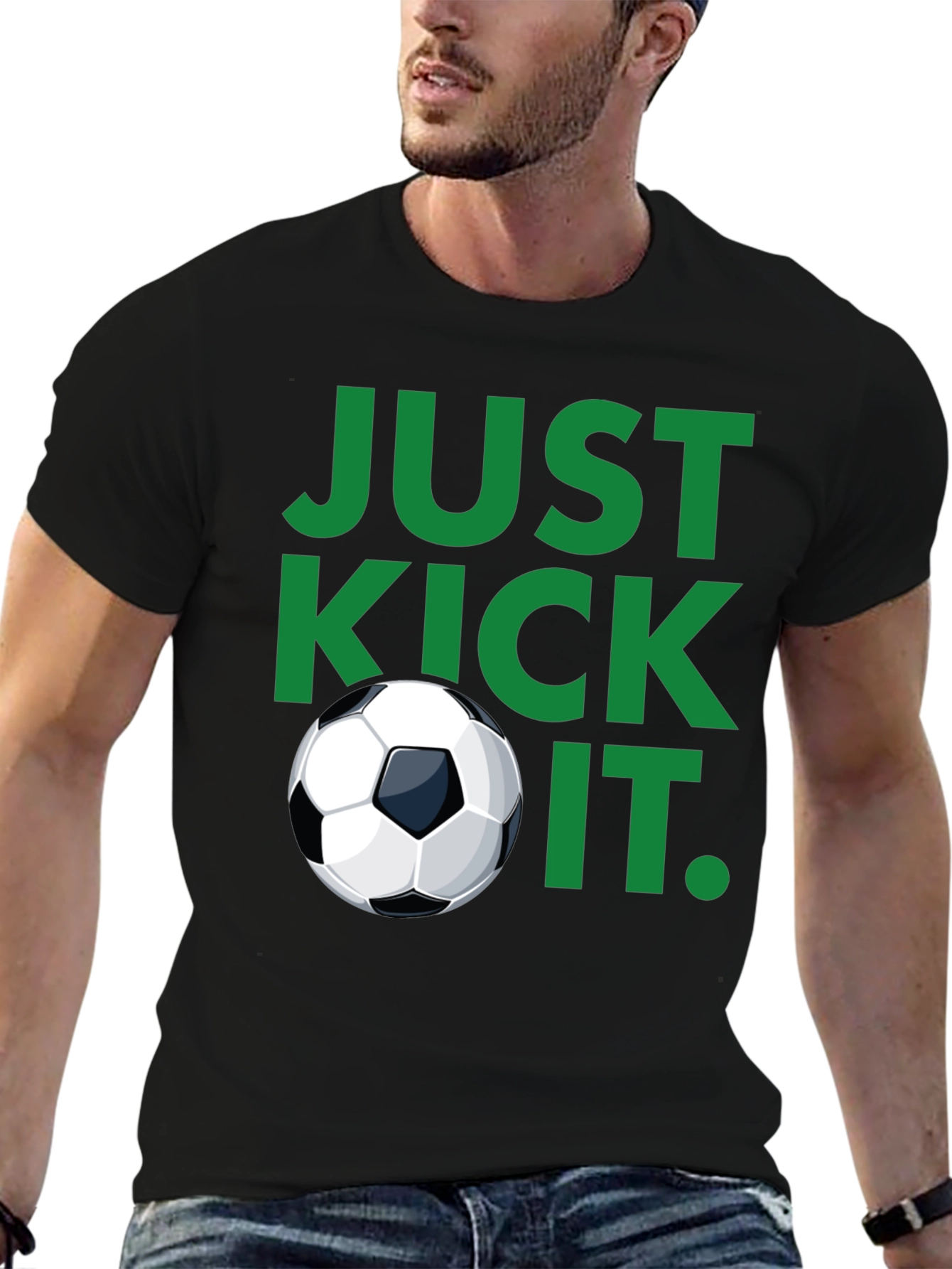 Just Kick It Black Soccer T-Shirt