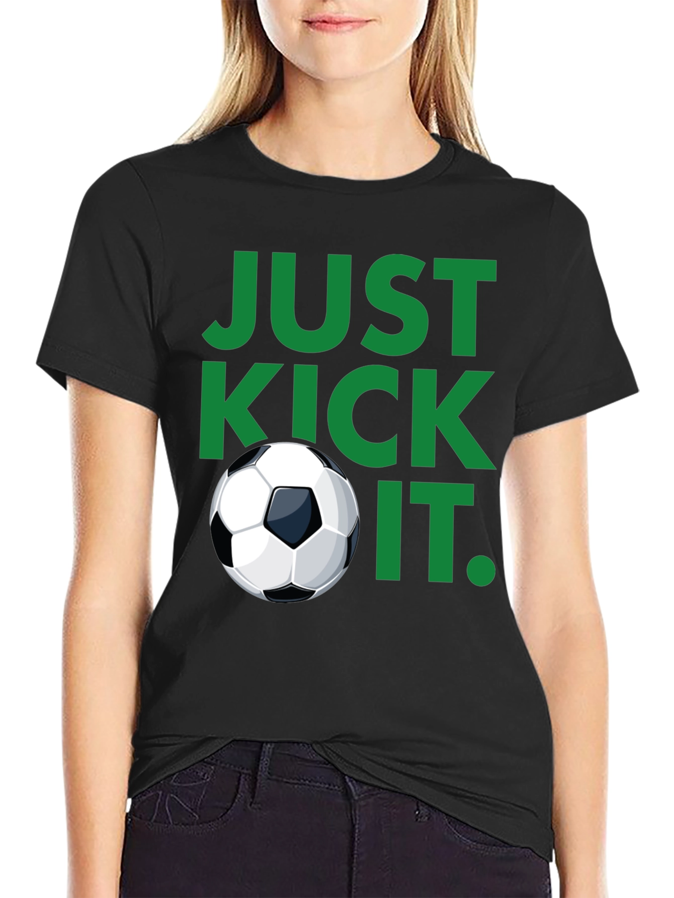 Just Kick It Black Soccer T-Shirt