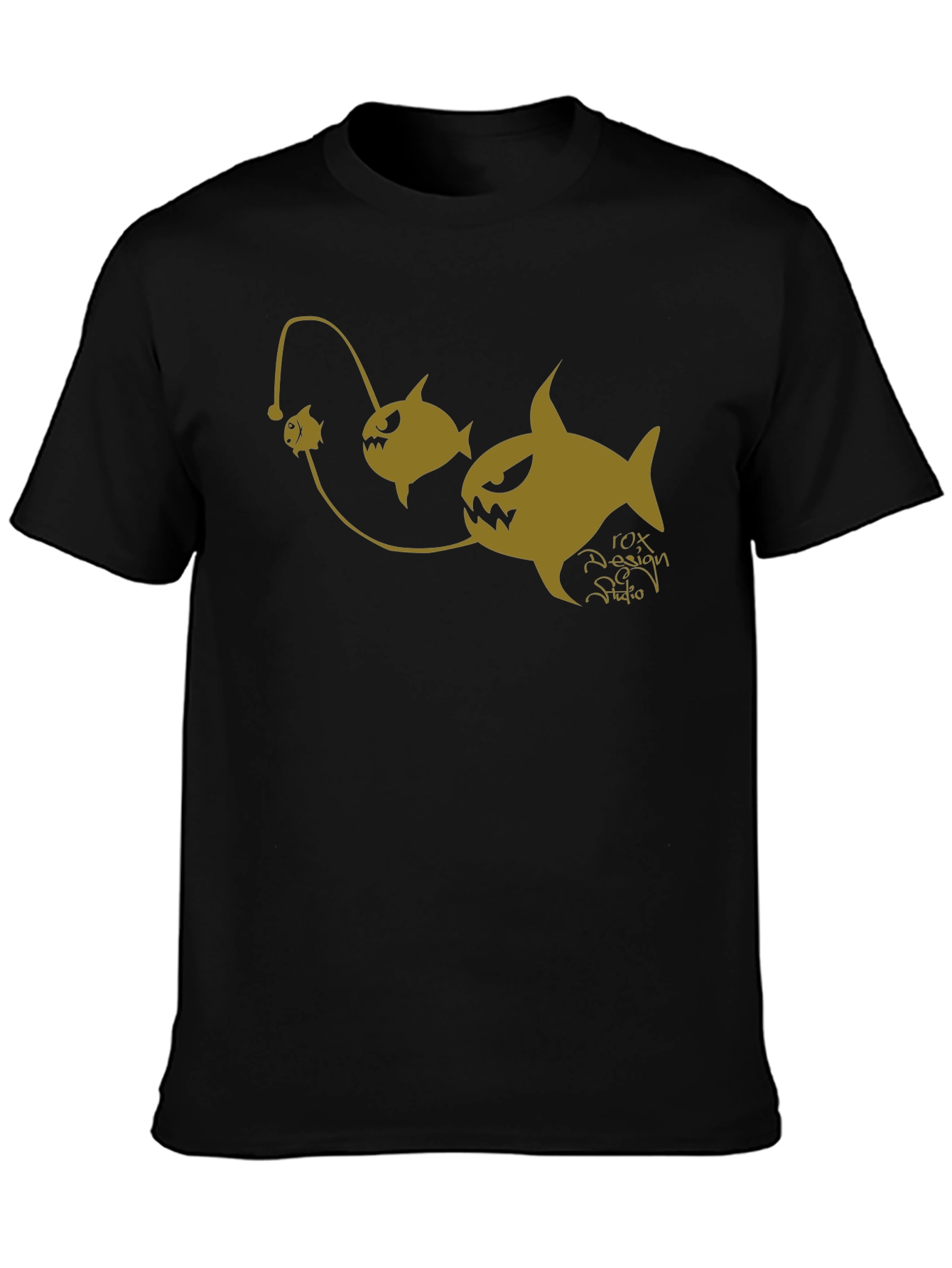 Anglerfish Cartoon Graphic Black T-Shirt