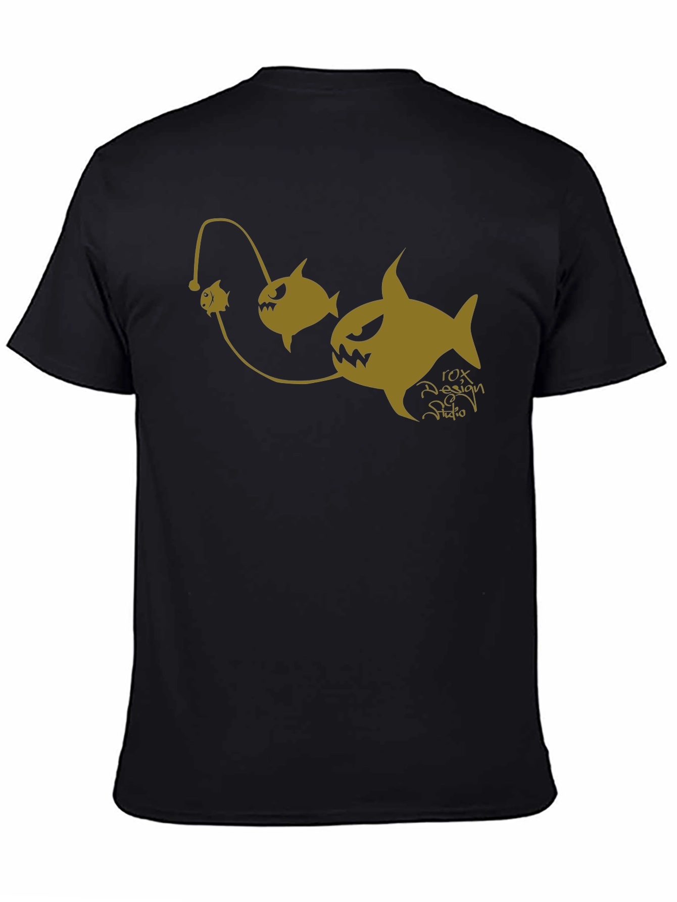 Anglerfish Cartoon Graphic Black T-Shirt