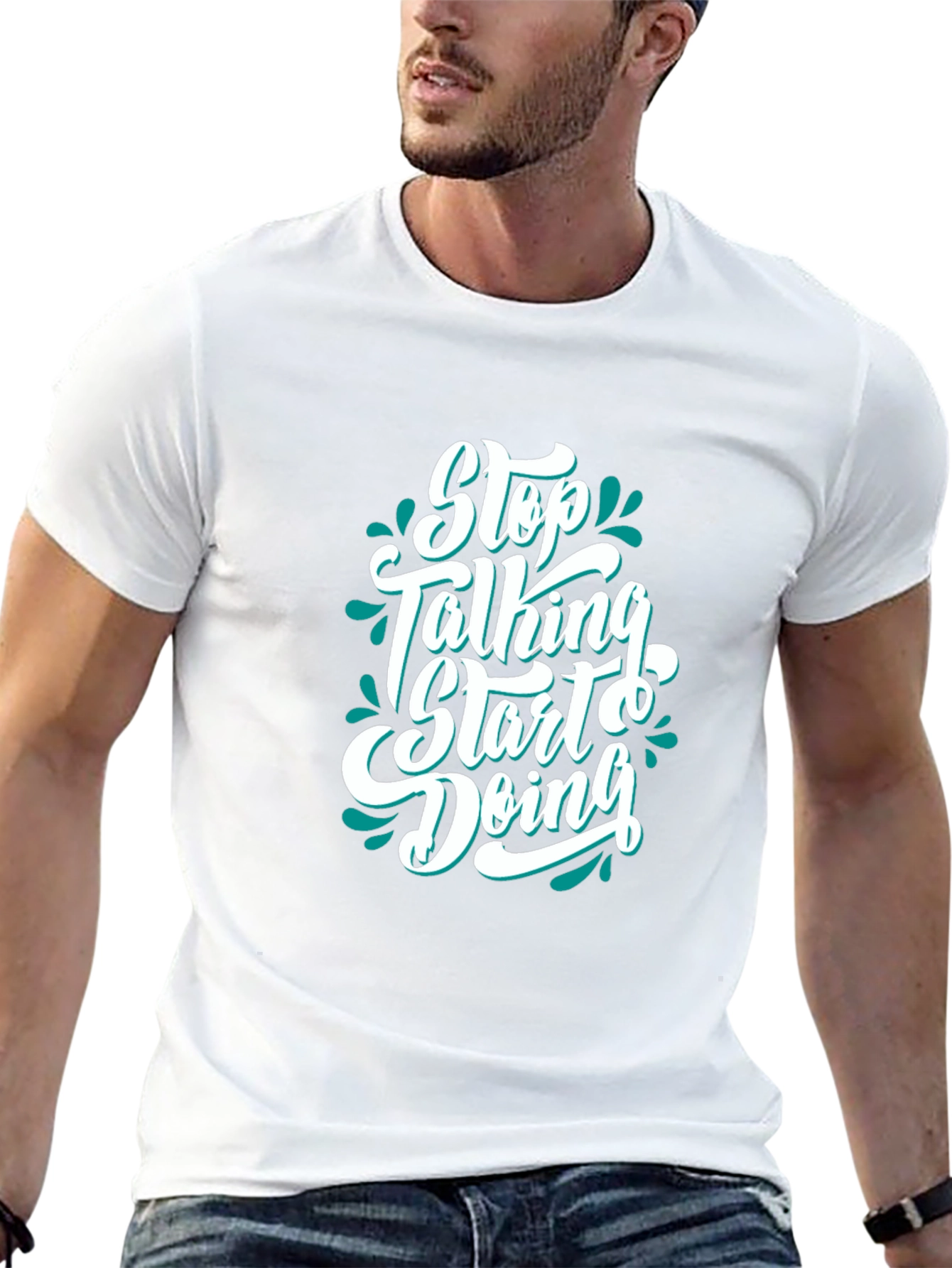 Motivational Black T-Shirt - Stop Talking Start Doing