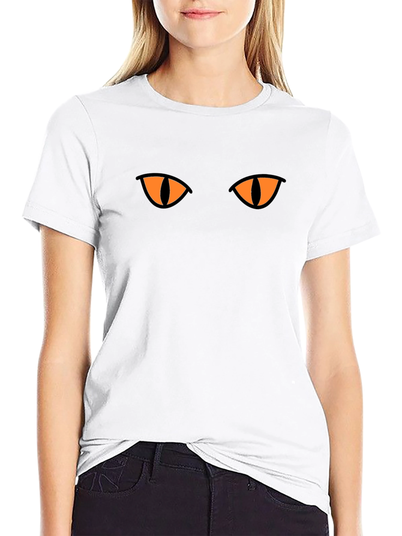 Mens Black Cat Eyes Graphic Tee - Halloween Shirt