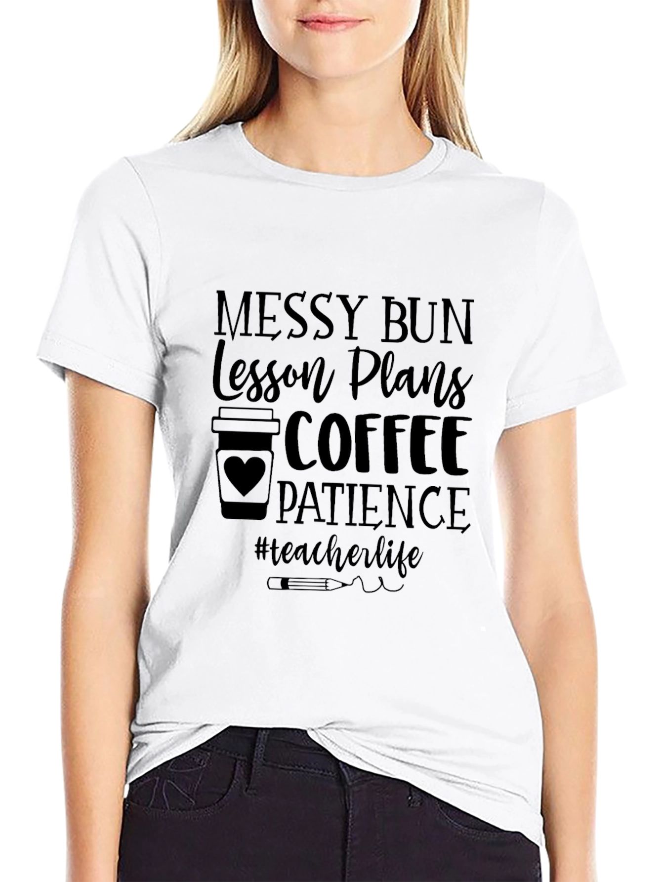 Teacher Life Messy Bun Graphic Tee