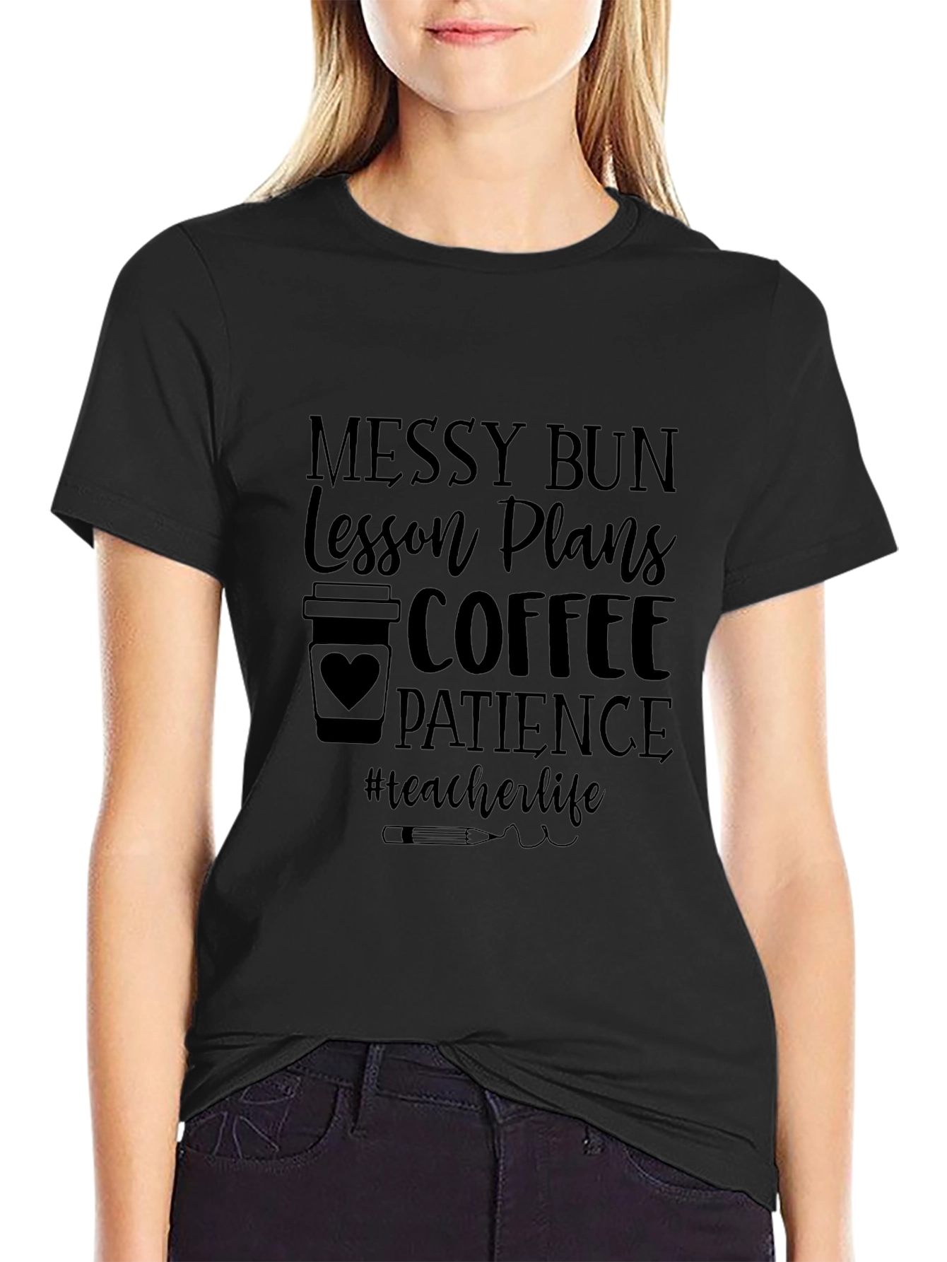 Teacher Life Messy Bun Graphic Tee