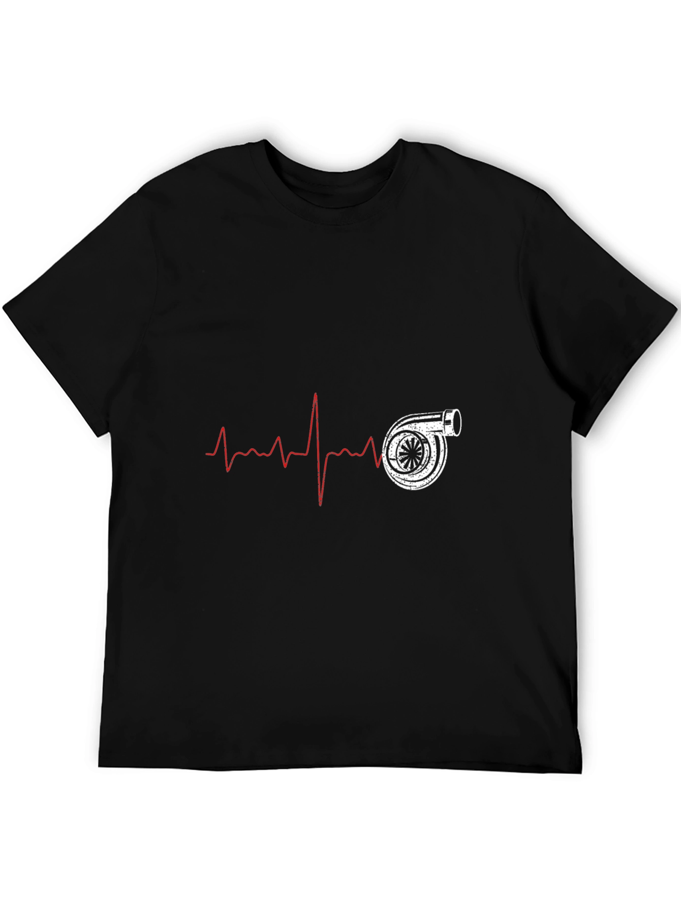 Turbo Heartbeat Black T-Shirt - Automotive Enthusiast Design