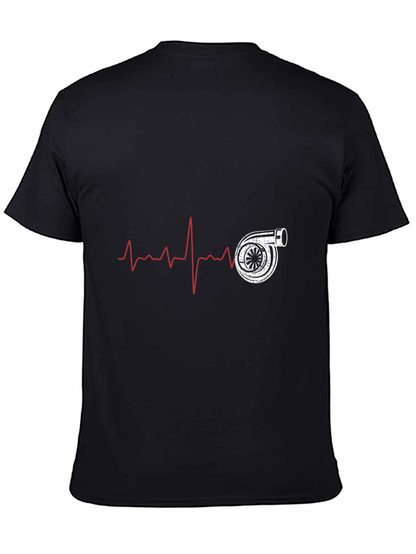 Turbo Heartbeat Black T-Shirt - Automotive Enthusiast Design