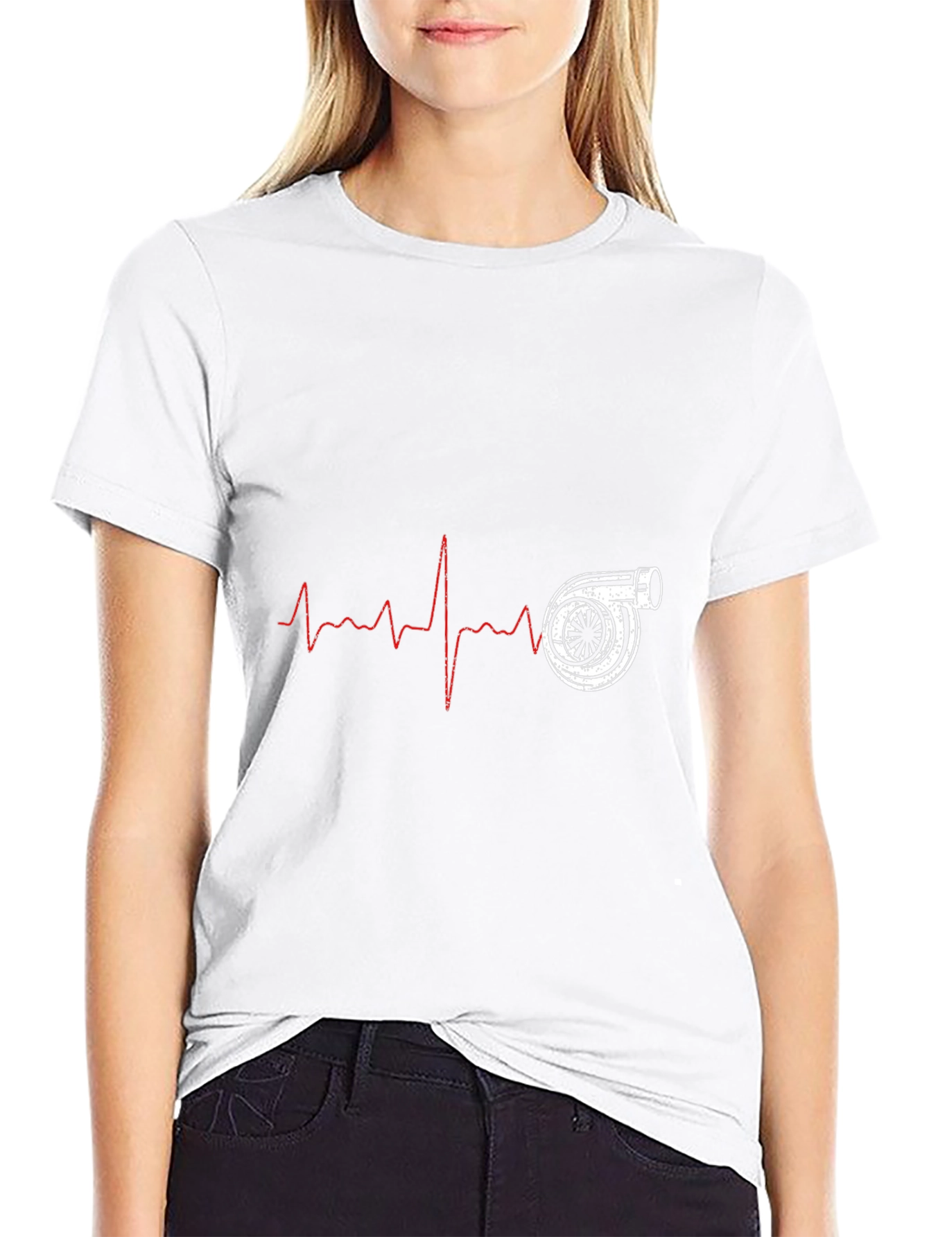 Turbo Heartbeat Black T-Shirt - Automotive Enthusiast Design