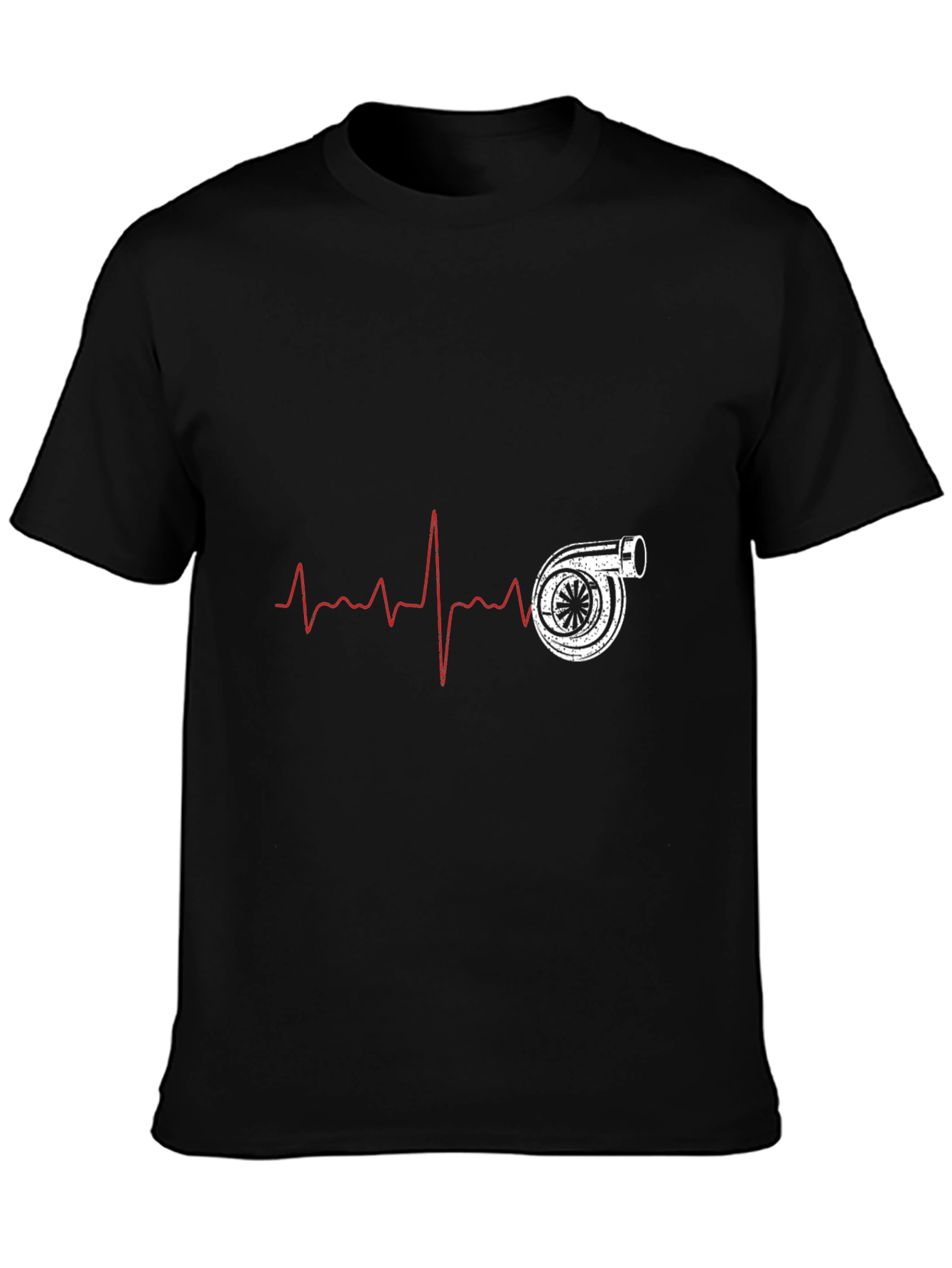Turbo Heartbeat Black T-Shirt - Automotive Enthusiast Design