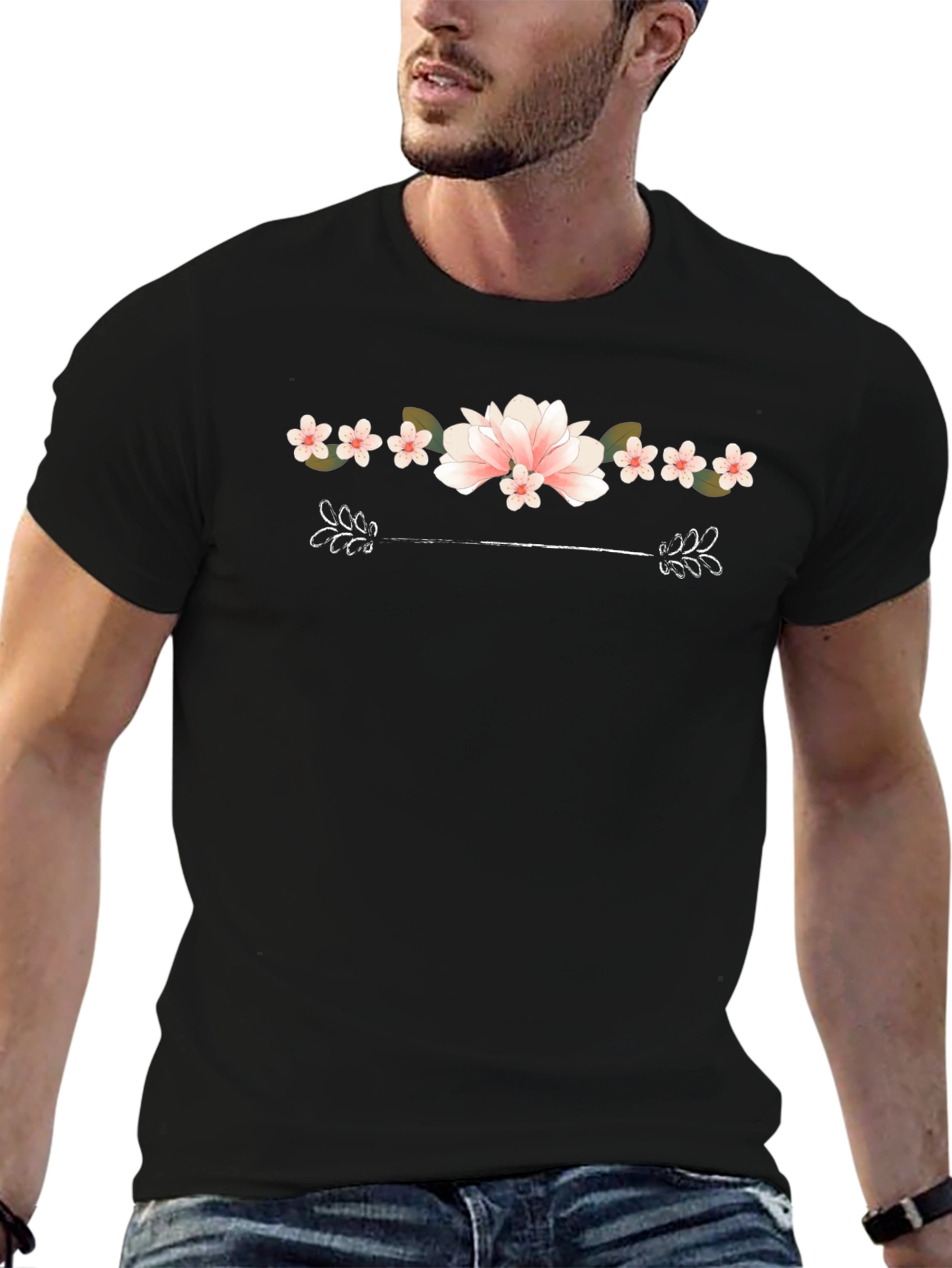 Floral Graphic Tee - Black