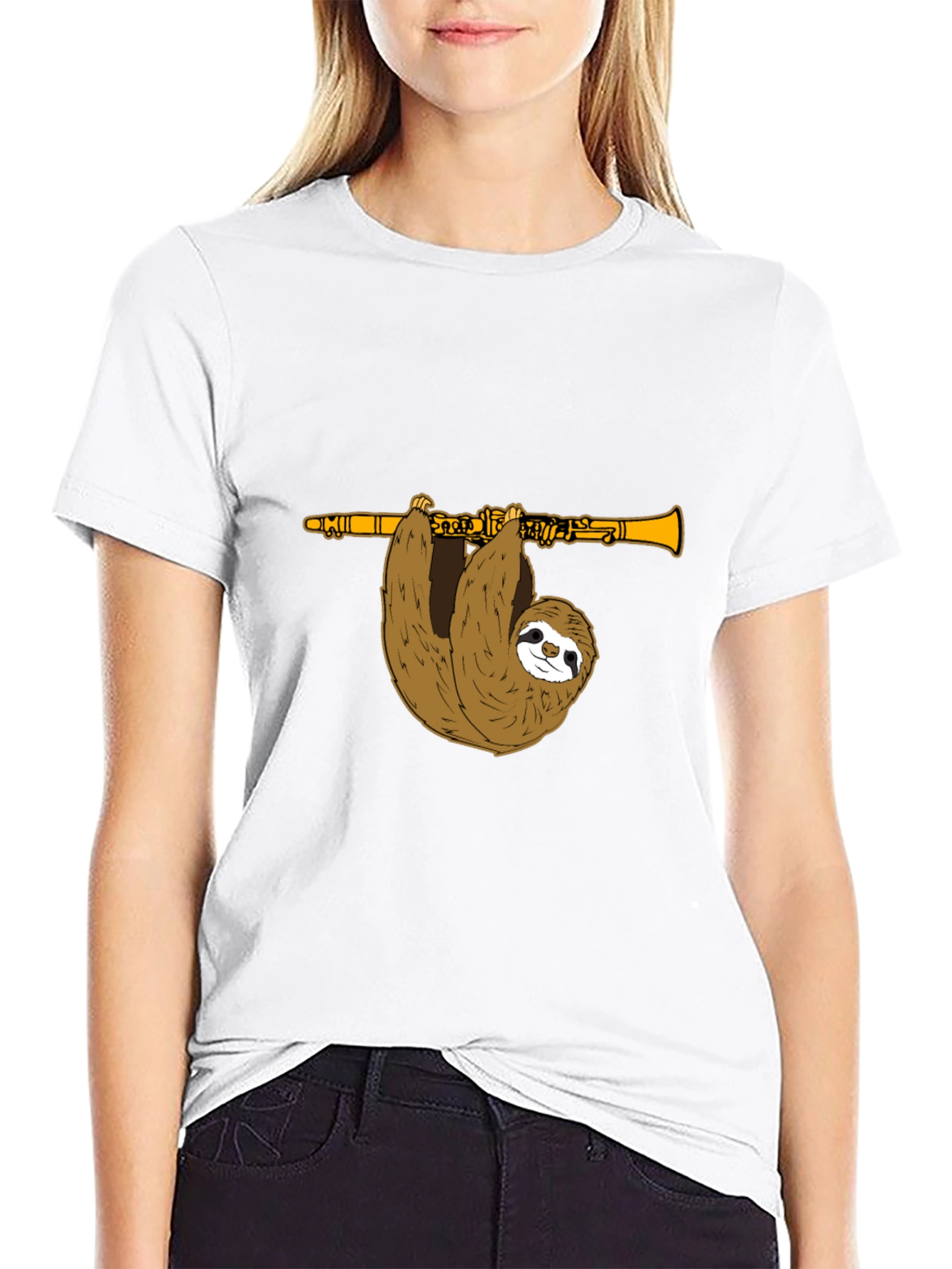 Sloth Clarinet T-Shirt - Funny Music Tee