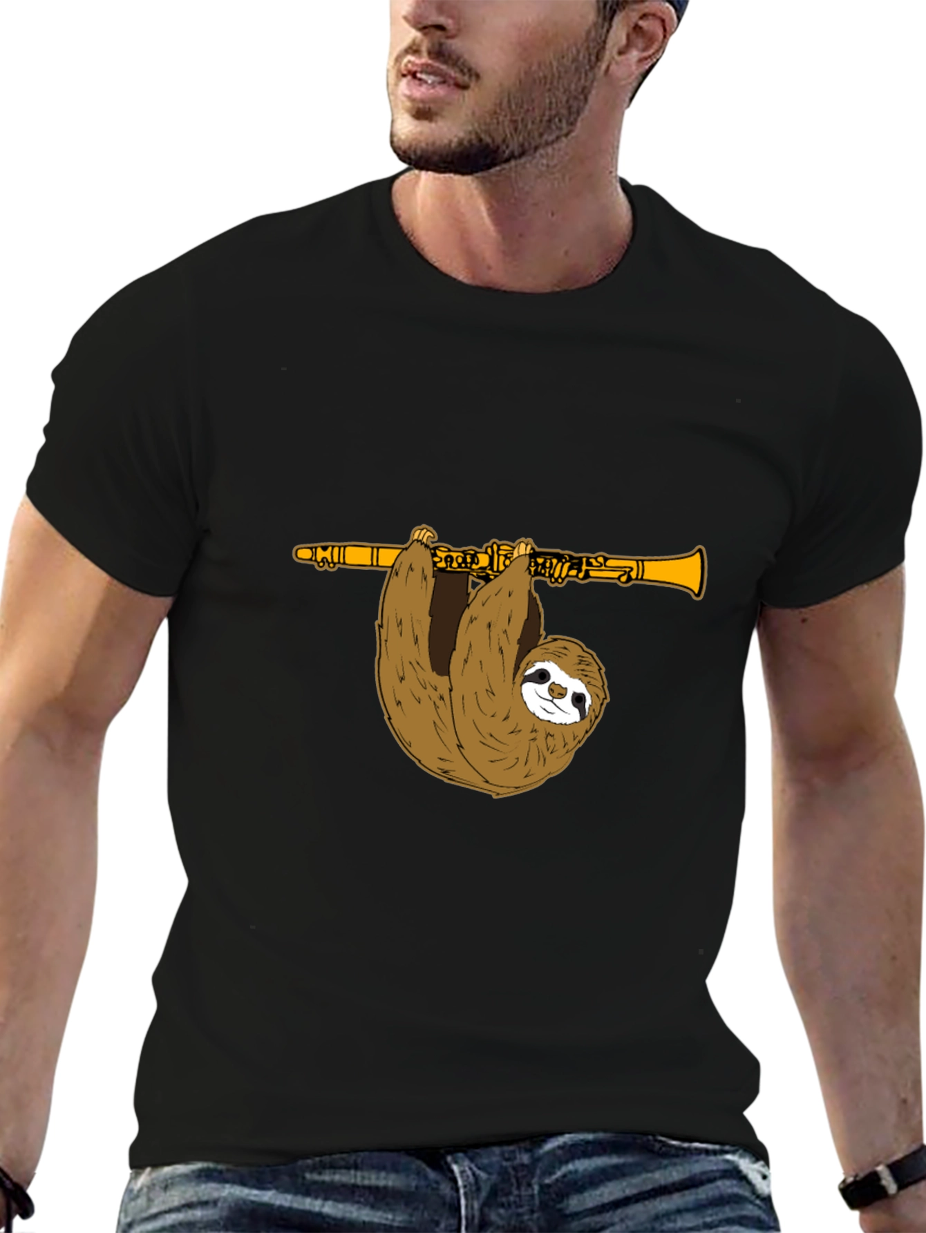 Sloth Clarinet T-Shirt - Funny Music Tee