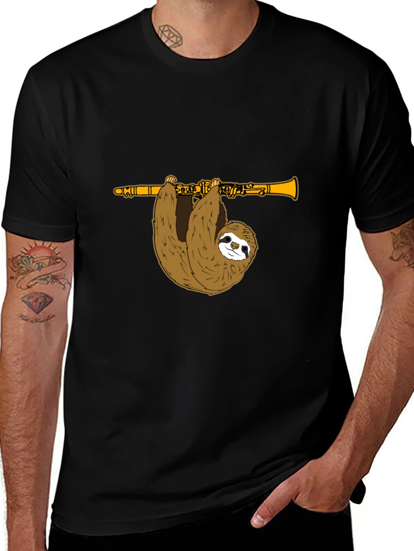 Sloth Clarinet T-Shirt - Funny Music Tee