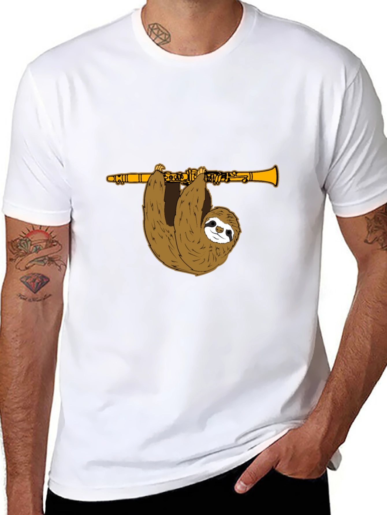 Sloth Clarinet T-Shirt - Funny Music Tee