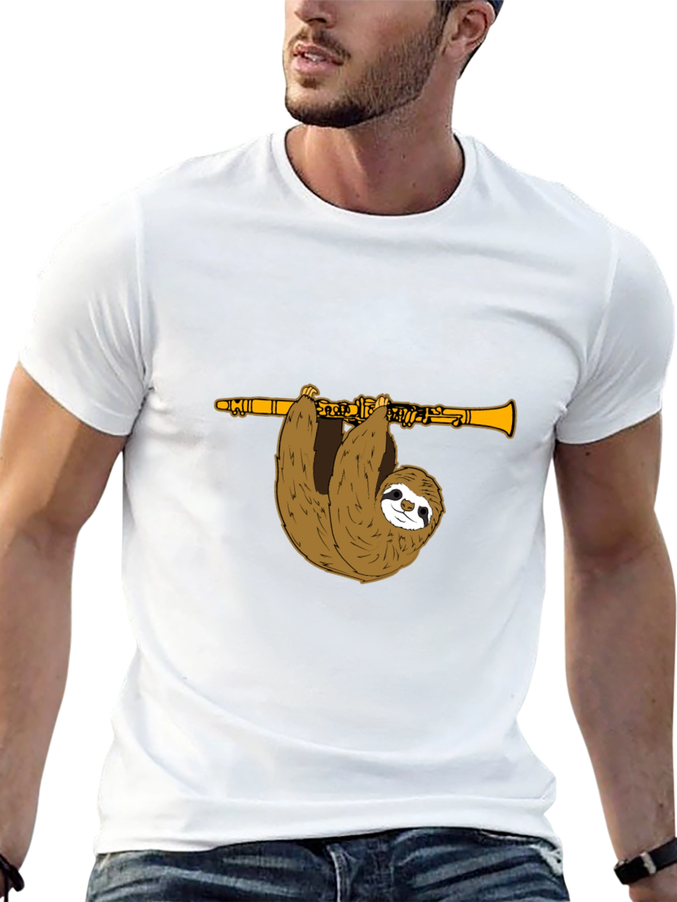 Sloth Clarinet T-Shirt - Funny Music Tee