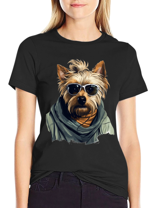 Cool Dog Graphic Tee - Stylish Yorkie in Sunglasses